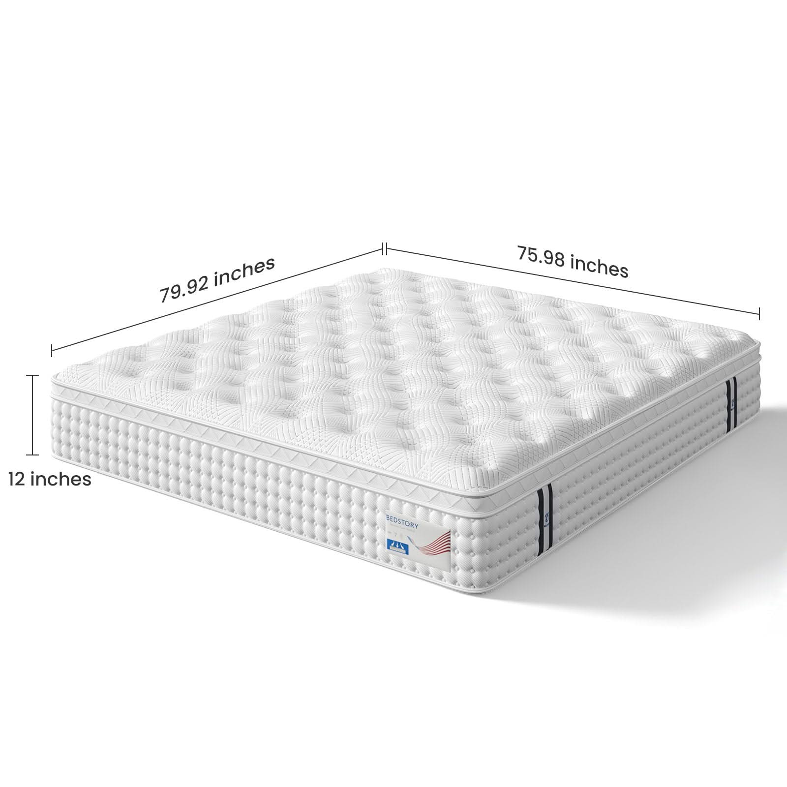 12" Hybrid Mattress, Memory Foam & Pocket Spring Bed, Medium Firm Comfort, Spine Support, Quiet & Breathable - White - King - Image 3