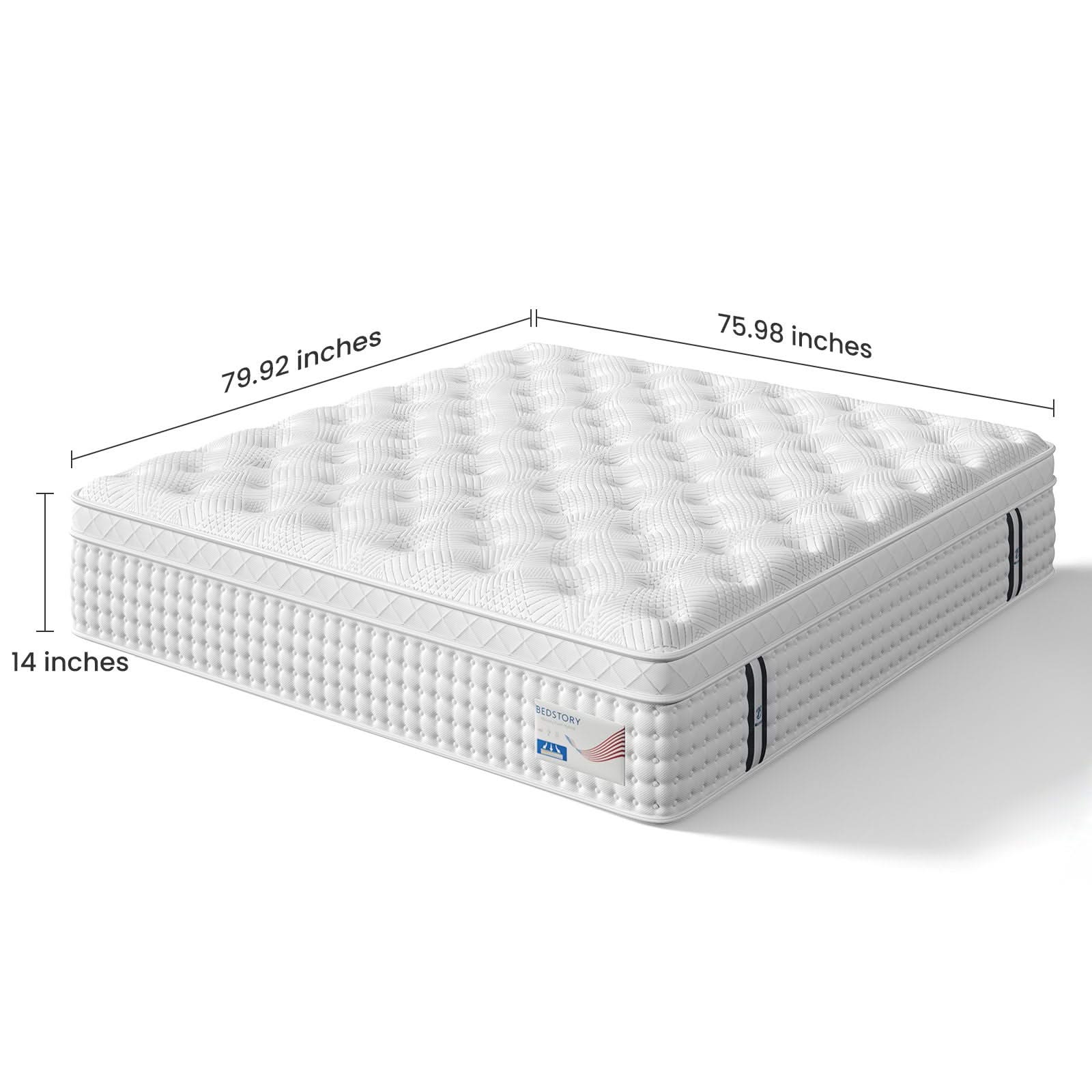 14" Hybrid Mattress, Memory Foam & Pocket Spring Bed, Medium Firm Comfort, Spine Support, Quiet & Breathable - White - King - Image 3