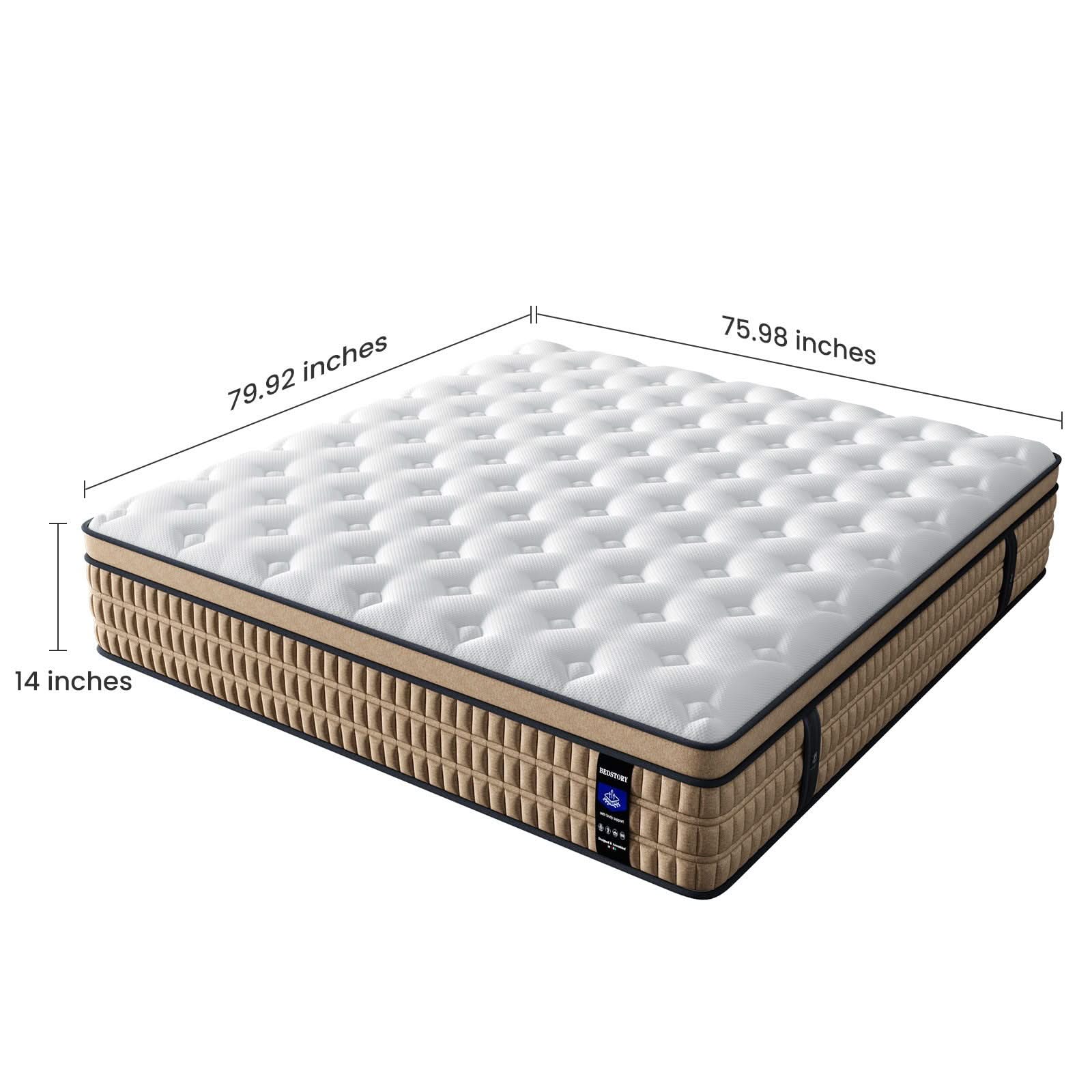 14" Mattress Hotel Collection Hybrid Mattress With Gel Memory Foam & Pocket Springs - Brown / White - King - Image 2
