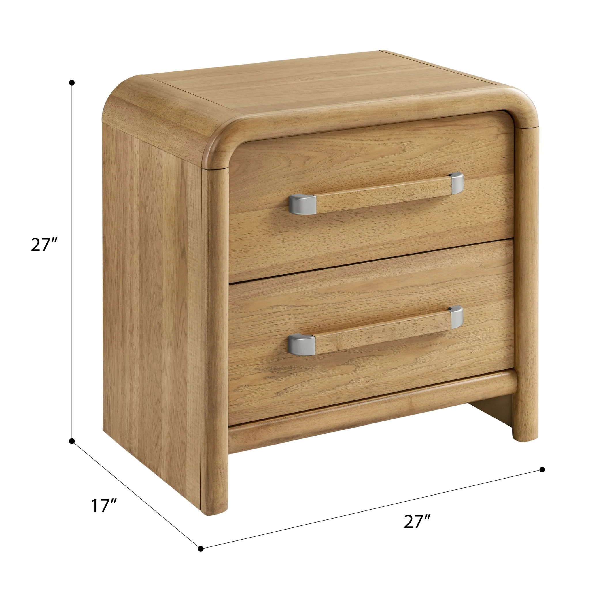 2 Drawer Nightstand With USB Charging - Brown - Image 4