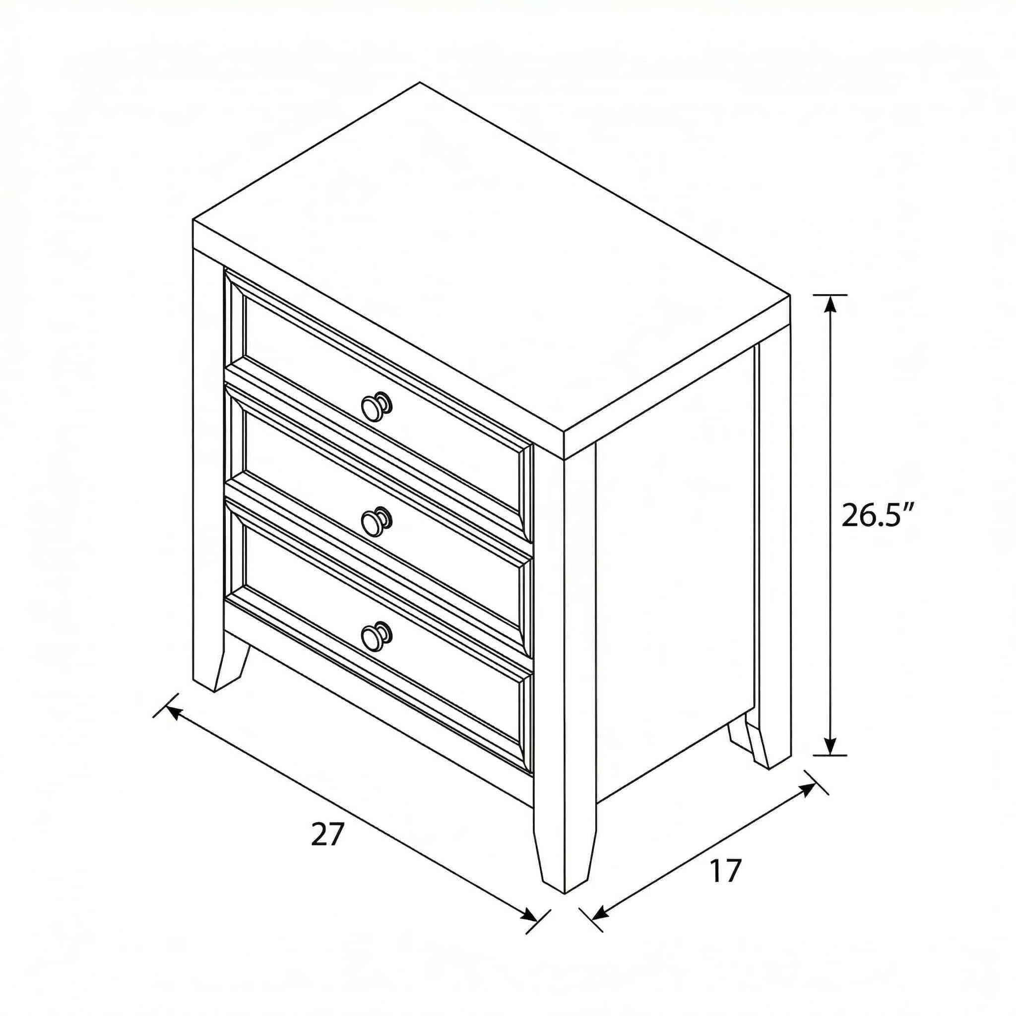 3 Drawer Nightstand With USB Charging Port - Image 4