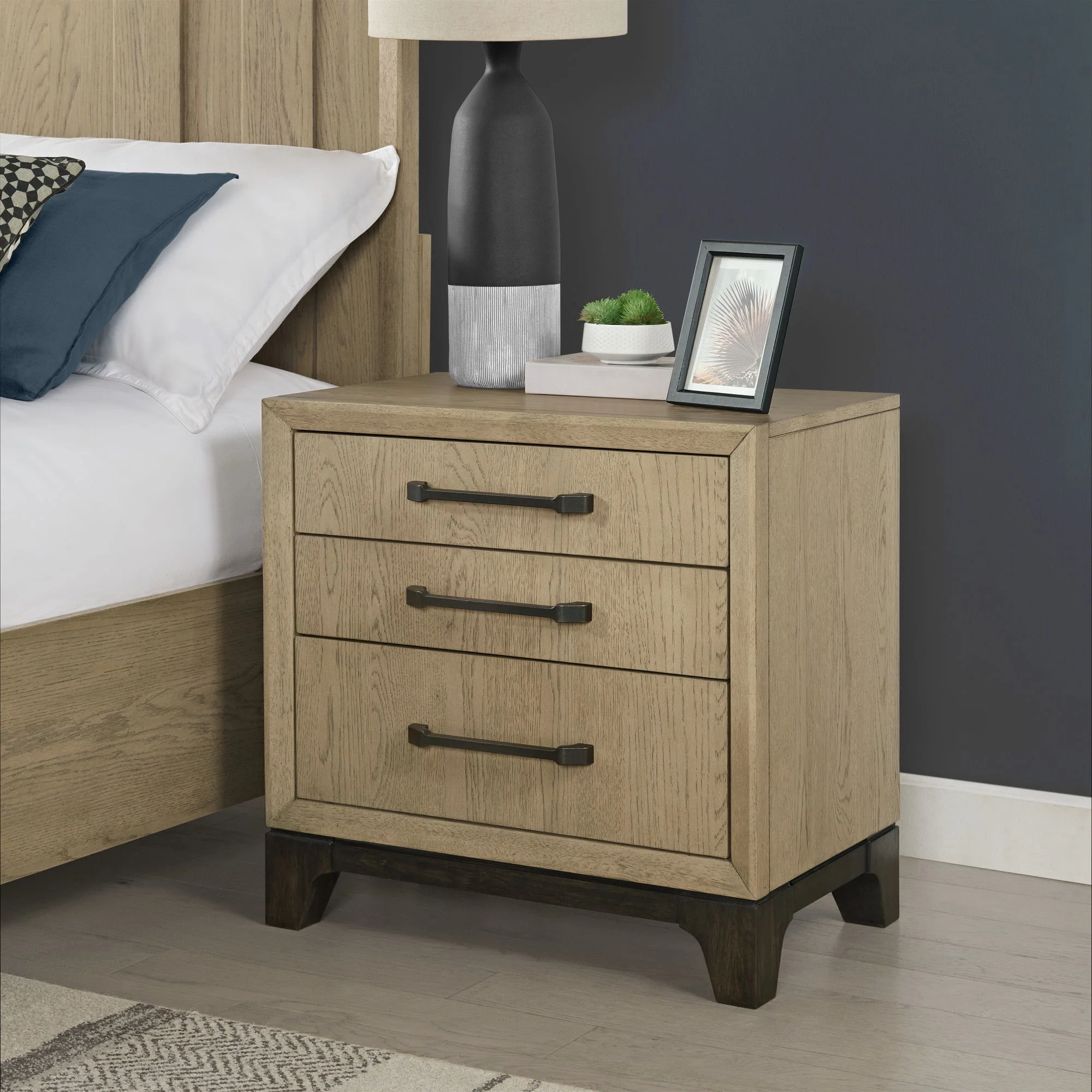 3 Drawer Nightstand With USB Charging Port - Brown - Image 4