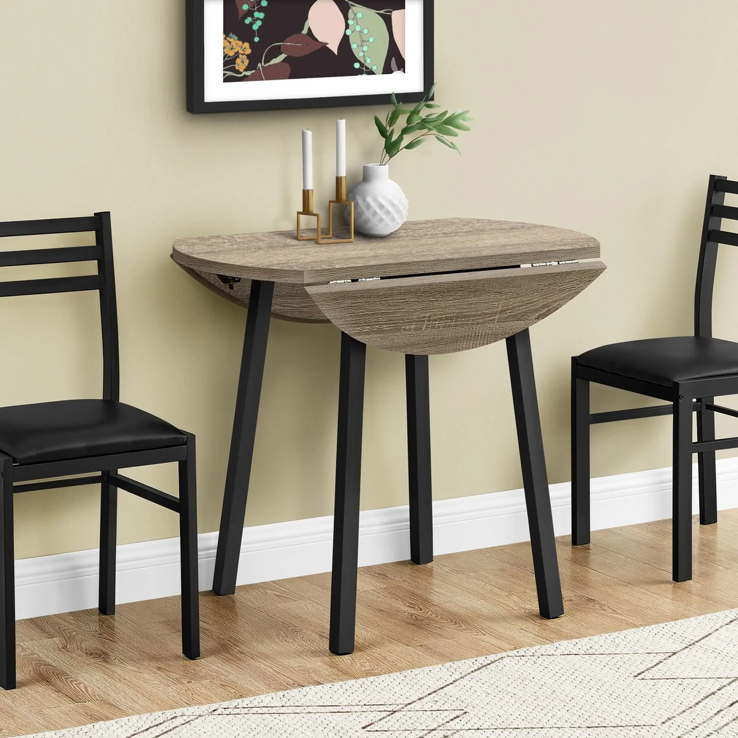 3 Pieces Dining Table Set, Small, Drop Leaf, Contemporary & Modern - Image 10
