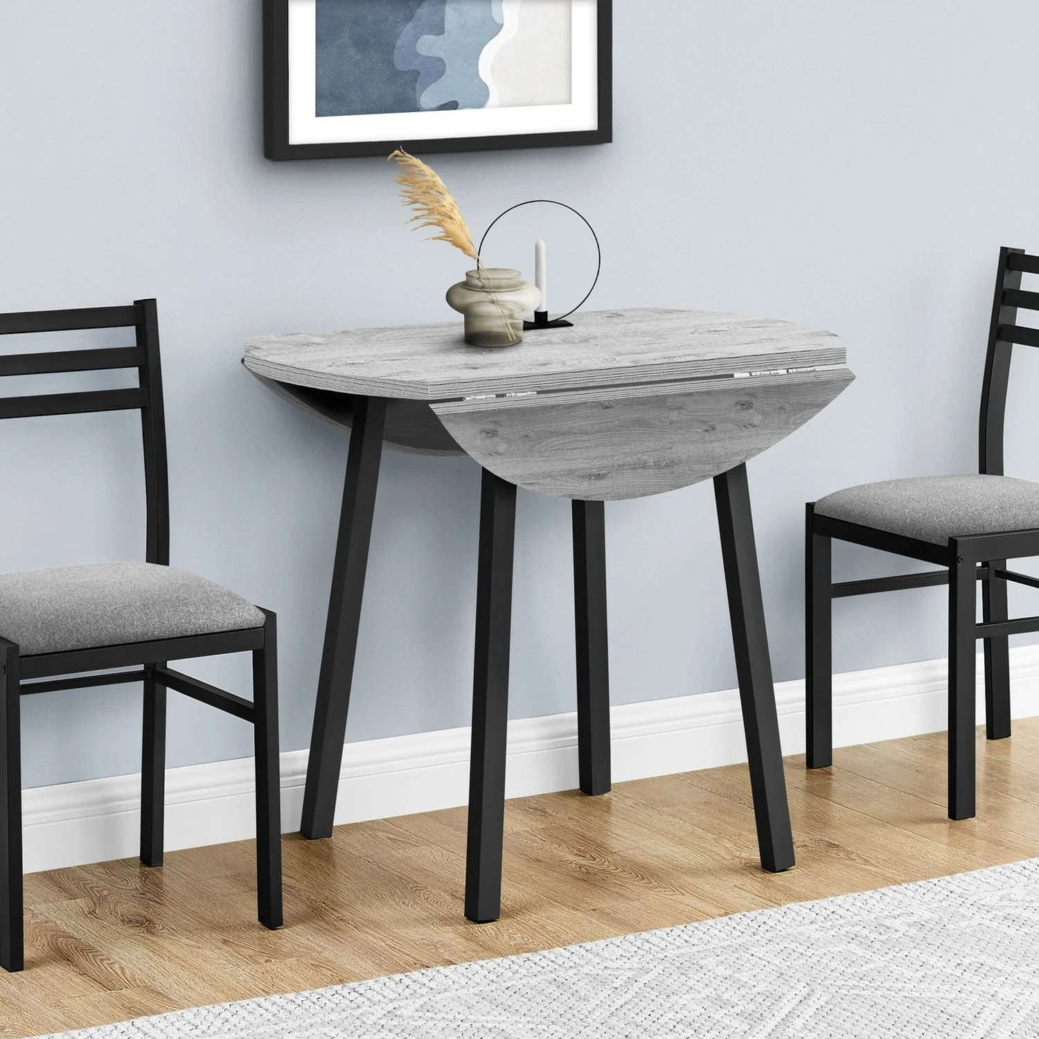 3 Pieces Dining Table Set, Small, Drop Leaf, Contemporary & Modern - Image 7