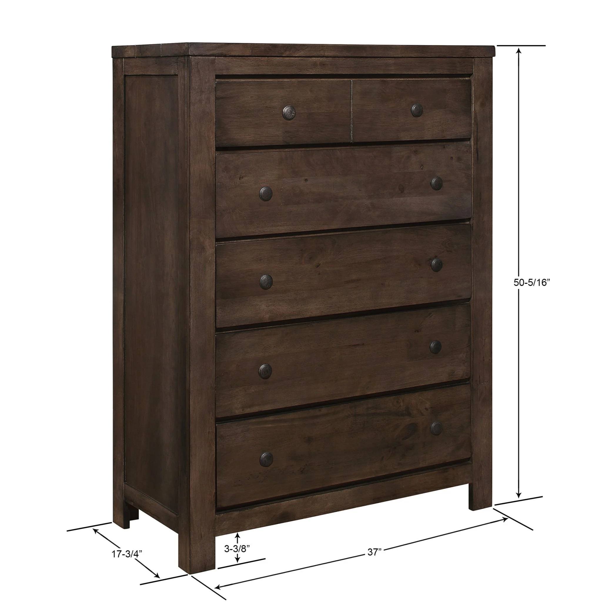 5 Drawer Chest, 1 Piece - Brown - Image 4