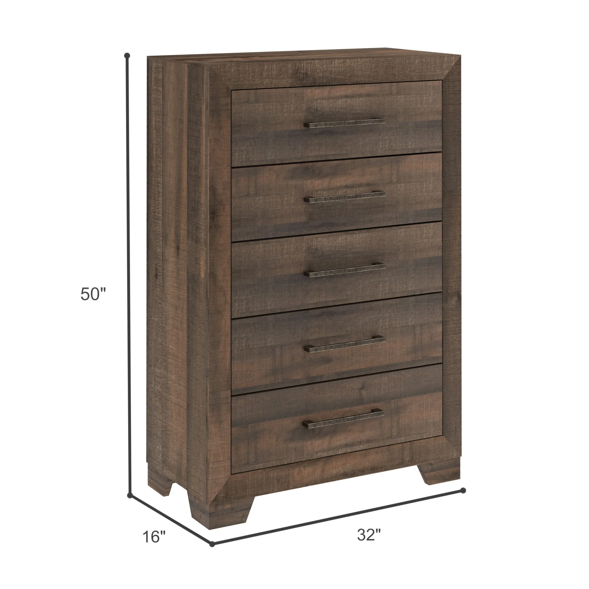 5 Drawer Chest With Casual Style - Brown - Image 4