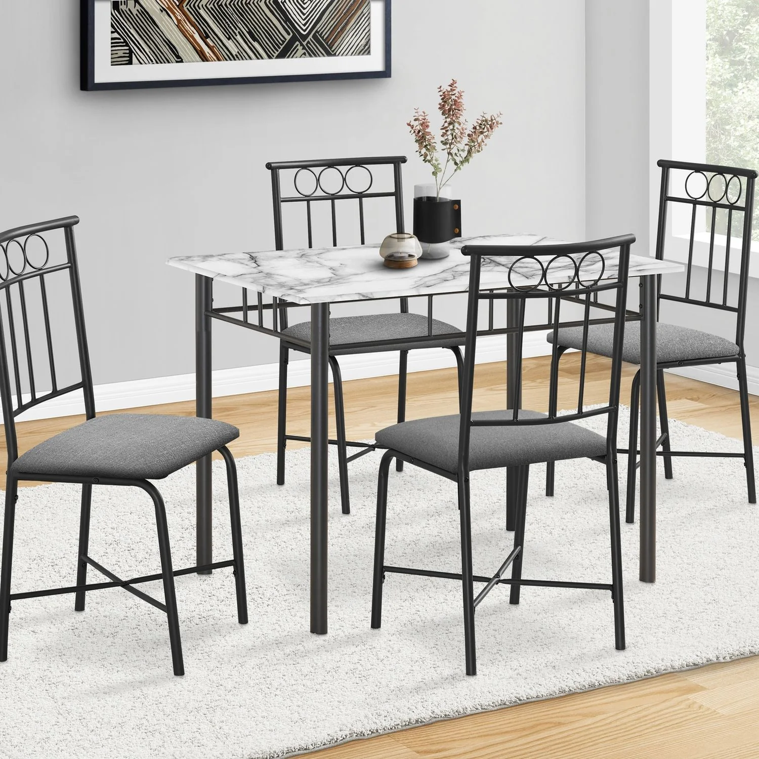5 Pieces Dining Table Set, Small, Rectangular - Image 5