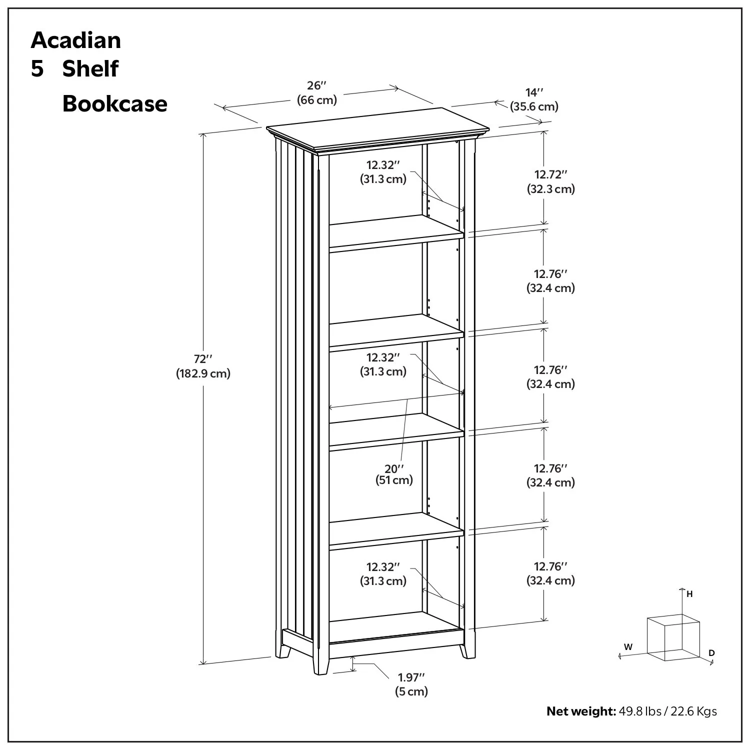 Acadian - 5 Shelf Bookcase, Handcrafted - Image 12