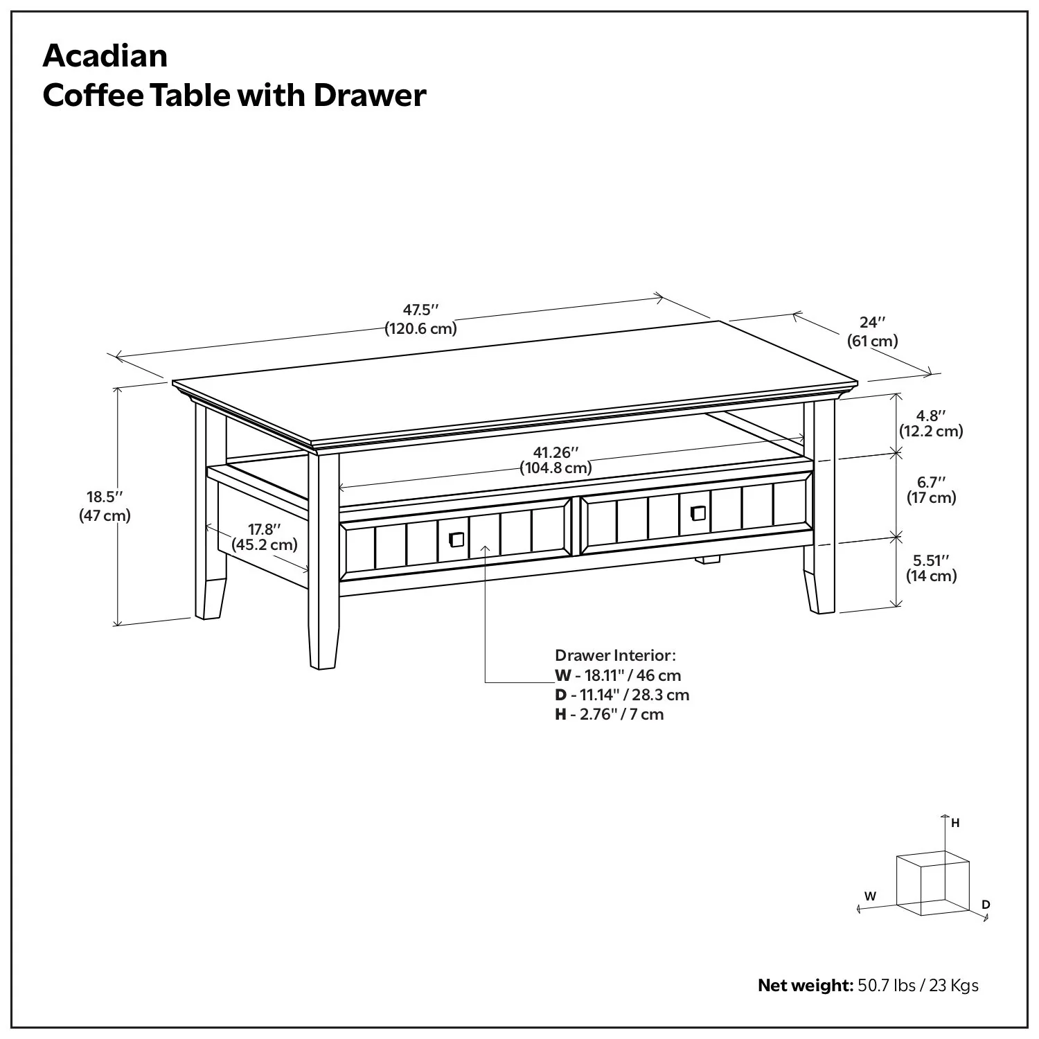 Acadian - Coffee Table With Drawer - Brown - Image 2