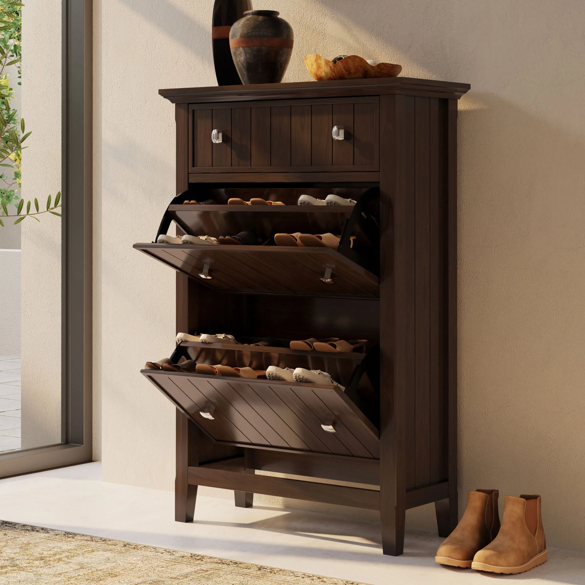 Acadian - Entryway Shoe Storage Cabinet - Brown - Image 2