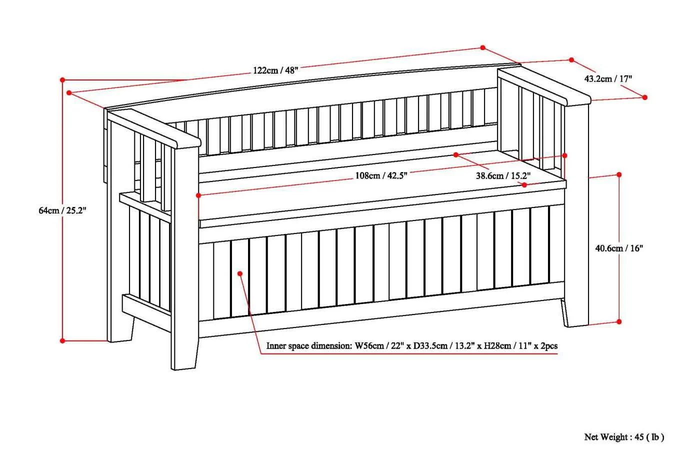 Acadian - Entryway Storage Bench, Handcrafted - Image 23