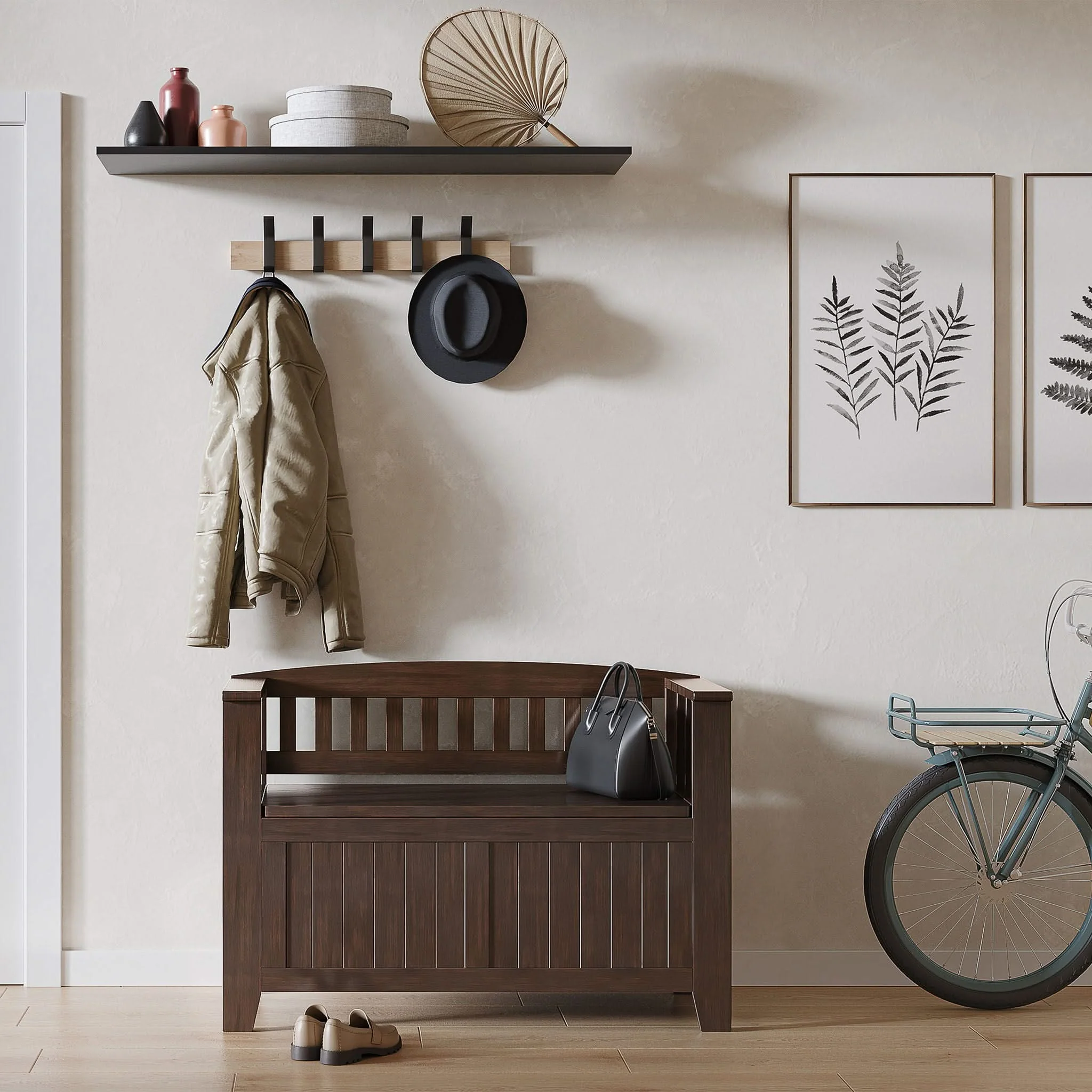 Acadian - Entryway Storage Bench, Handcrafted - Image 4