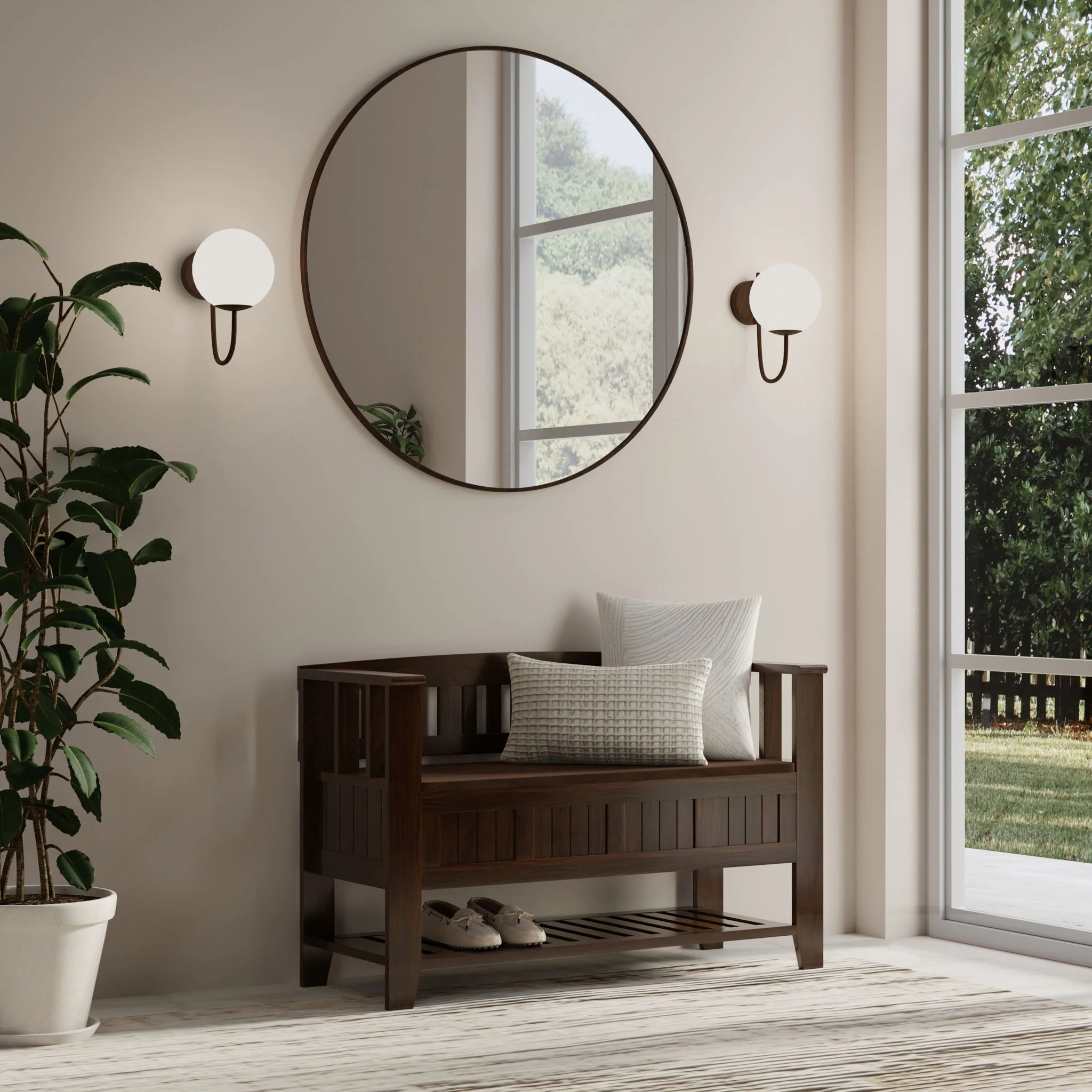 Acadian - Entryway Storage Bench With Shelf - Brown - Image 4