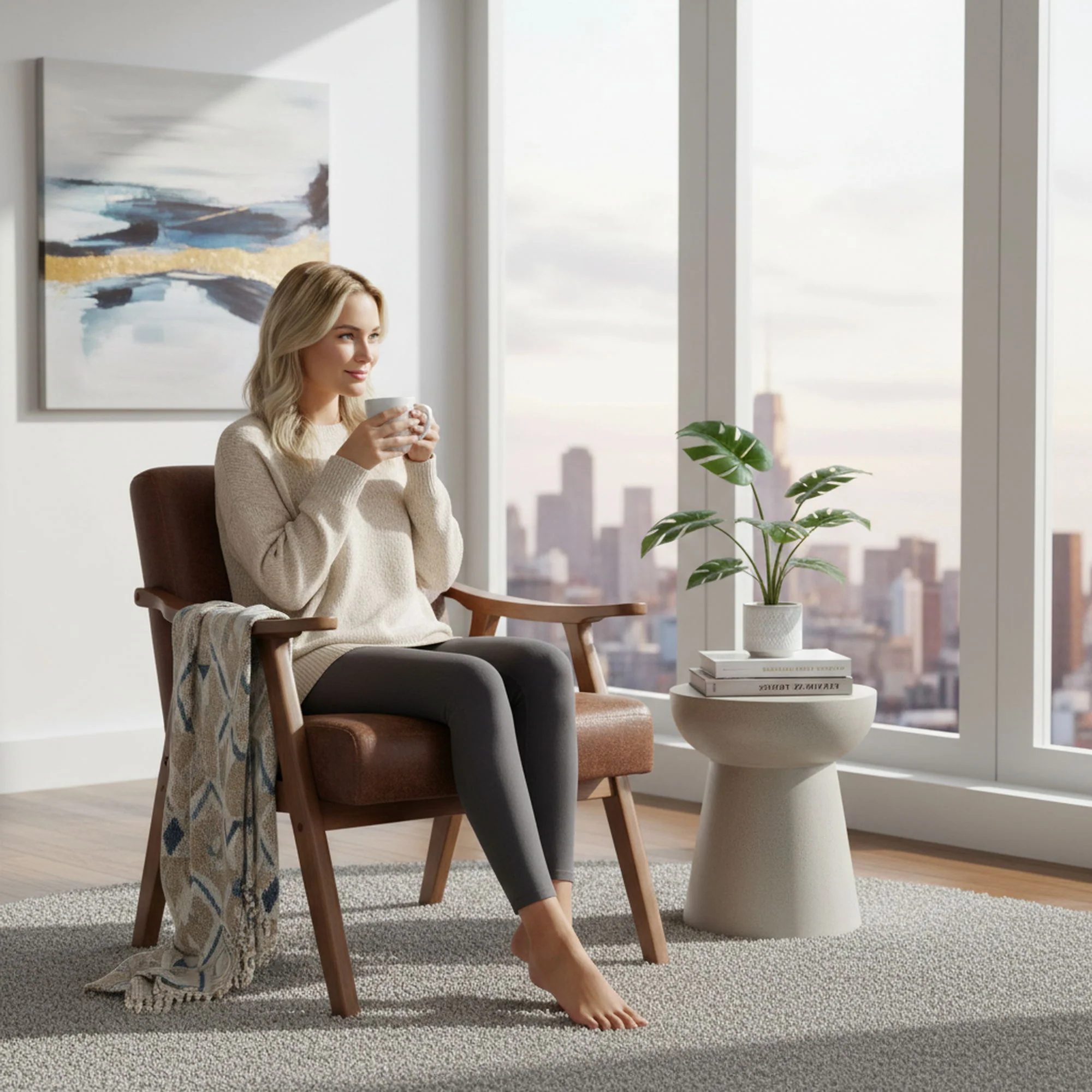 Accent Chair, Classic Mid Century Modern For Extra Seating - Image 12