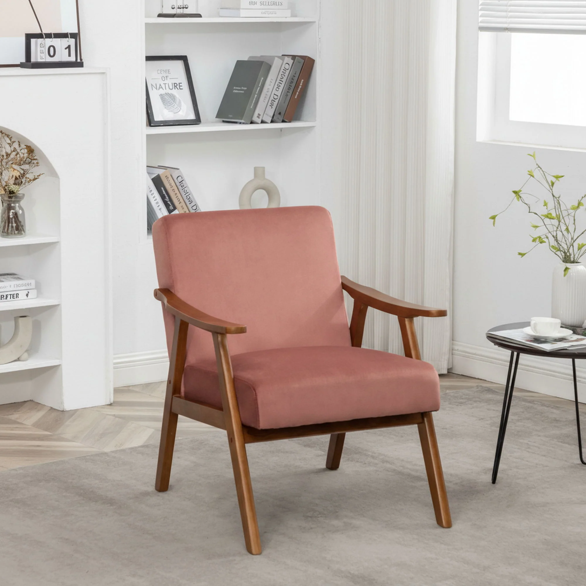 Accent Chair, Classic Mid Century Modern For Extra Seating - Image 13