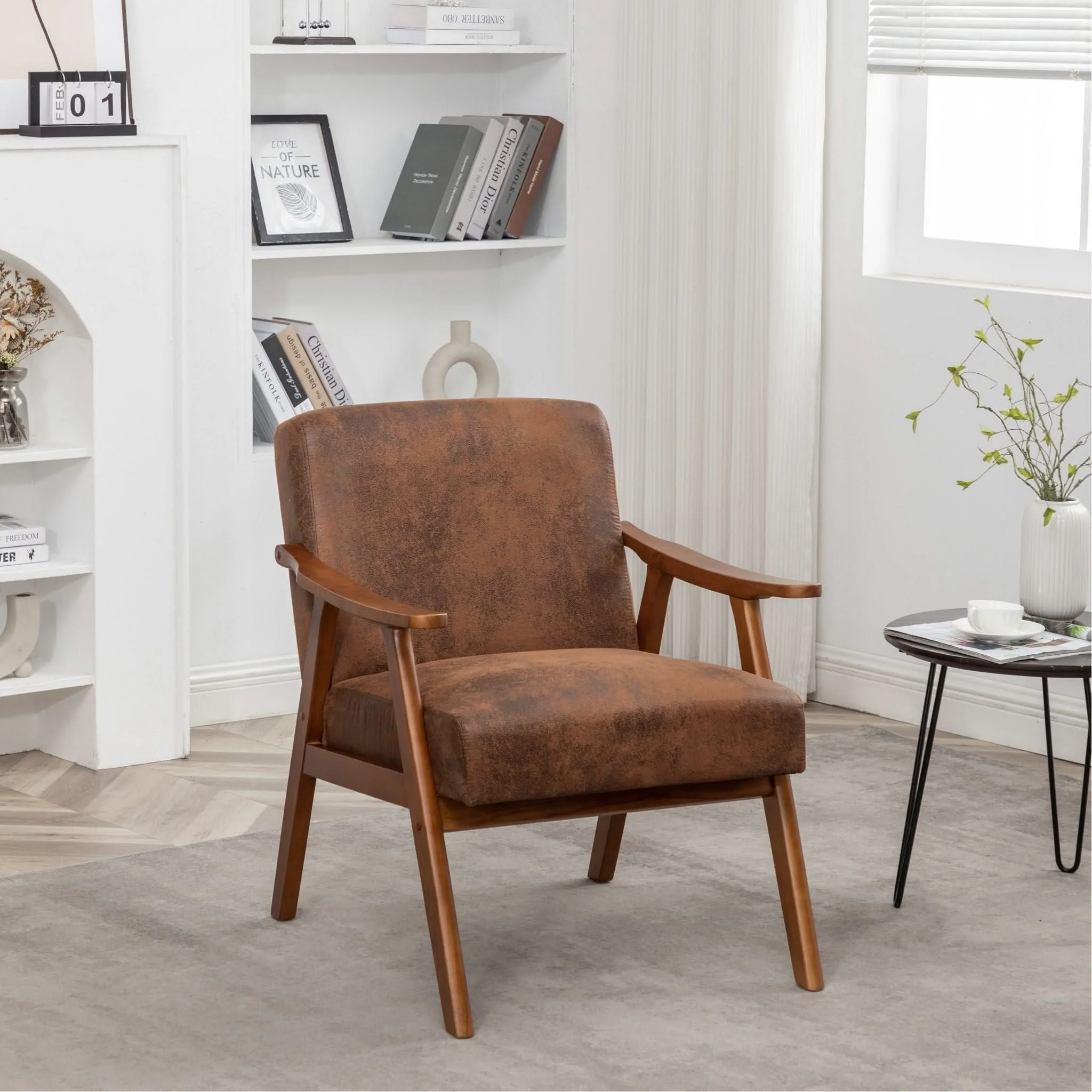 Accent Chair, Classic Mid Century Modern For Extra Seating - Image 14