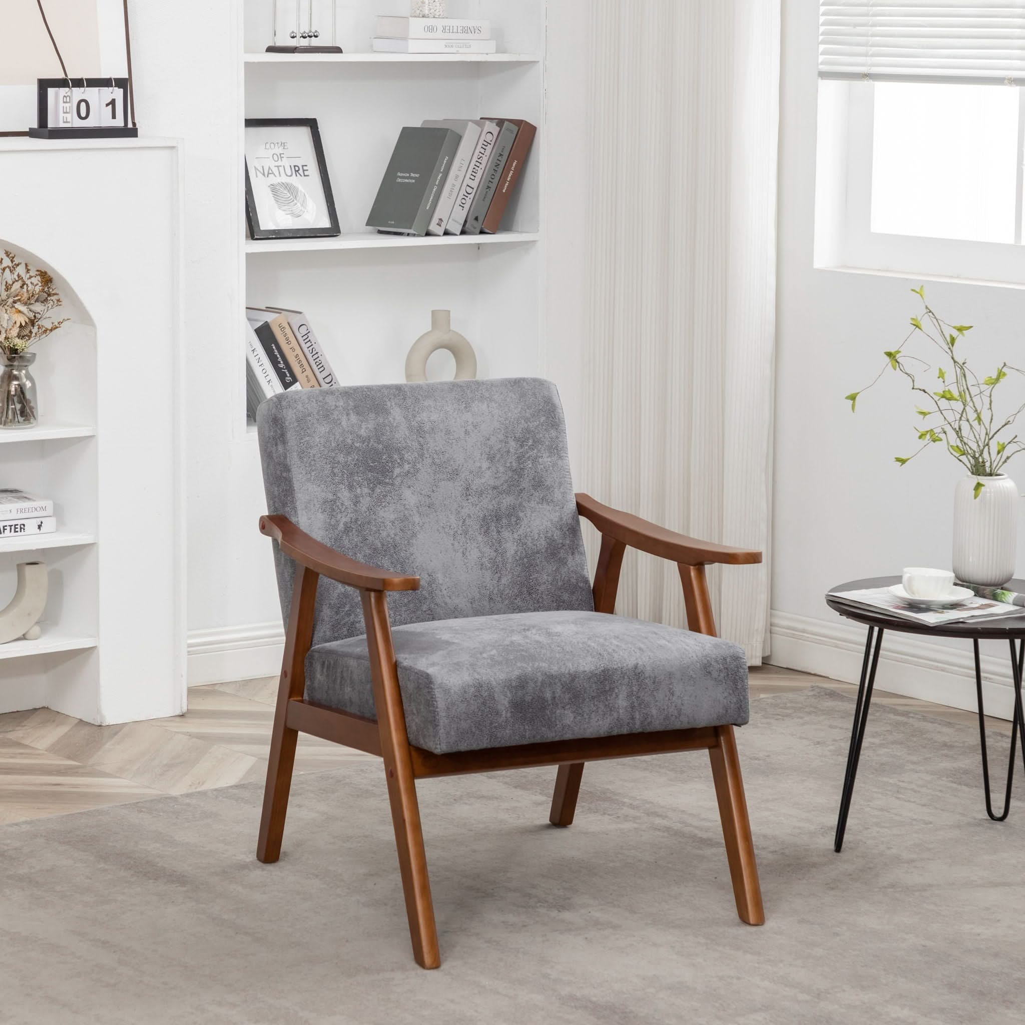 Accent Chair, Classic Mid Century Modern For Extra Seating - Image 15