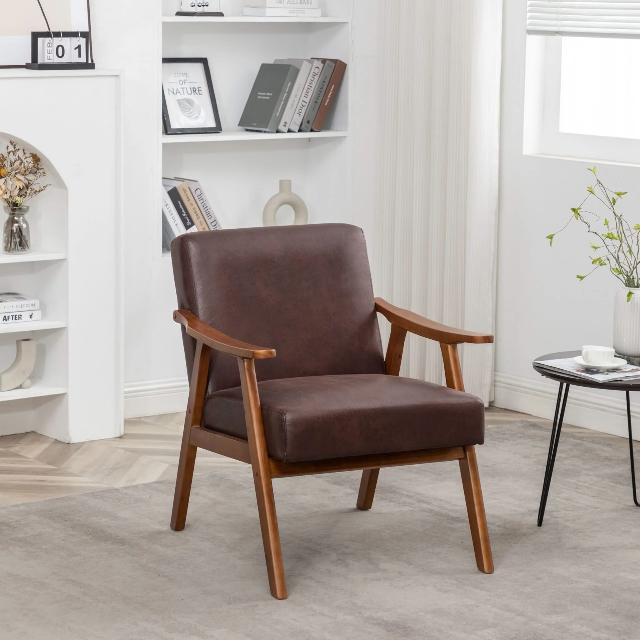 Accent Chair, Classic Mid Century Modern For Extra Seating - Image 16