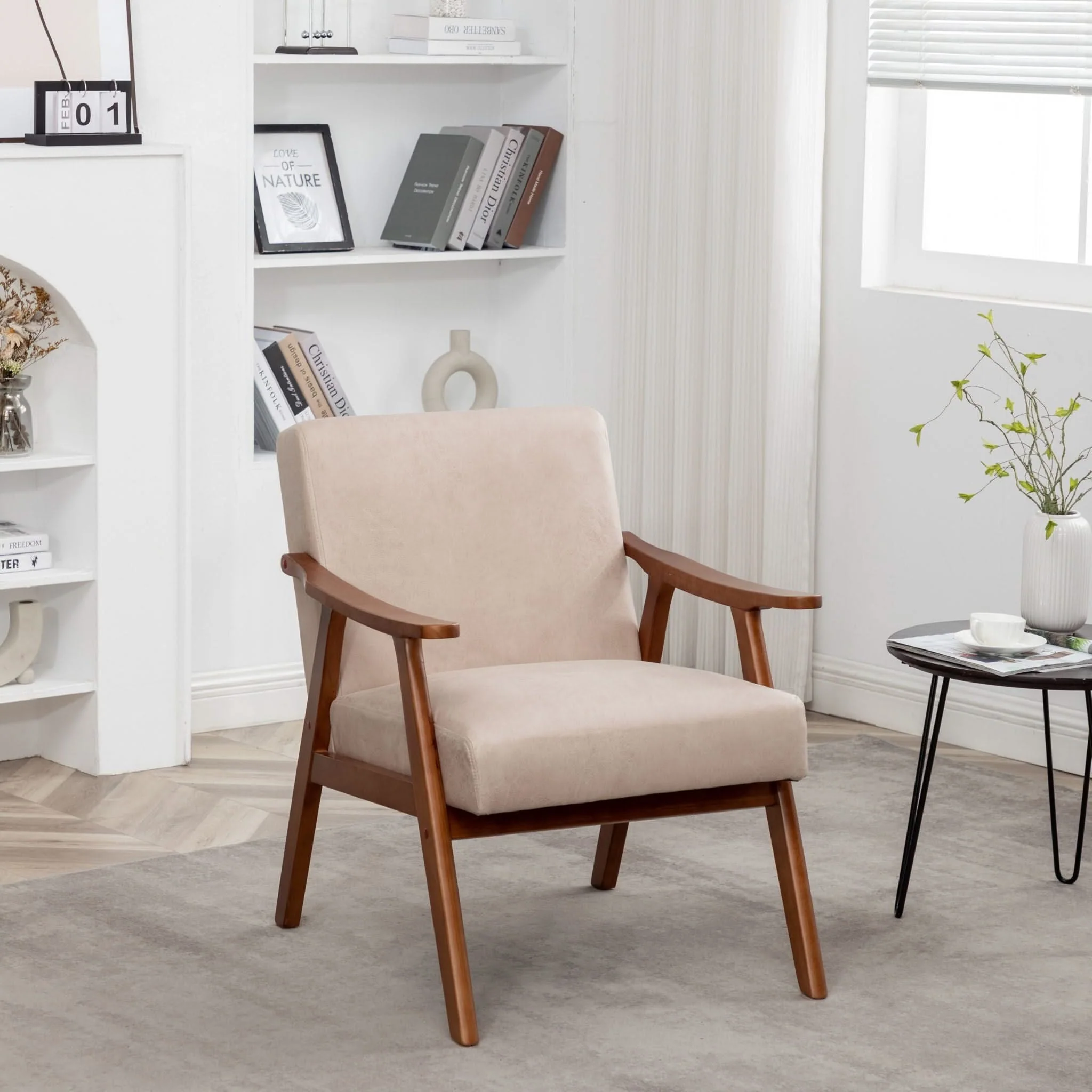 Accent Chair, Classic Mid Century Modern For Extra Seating - Image 19