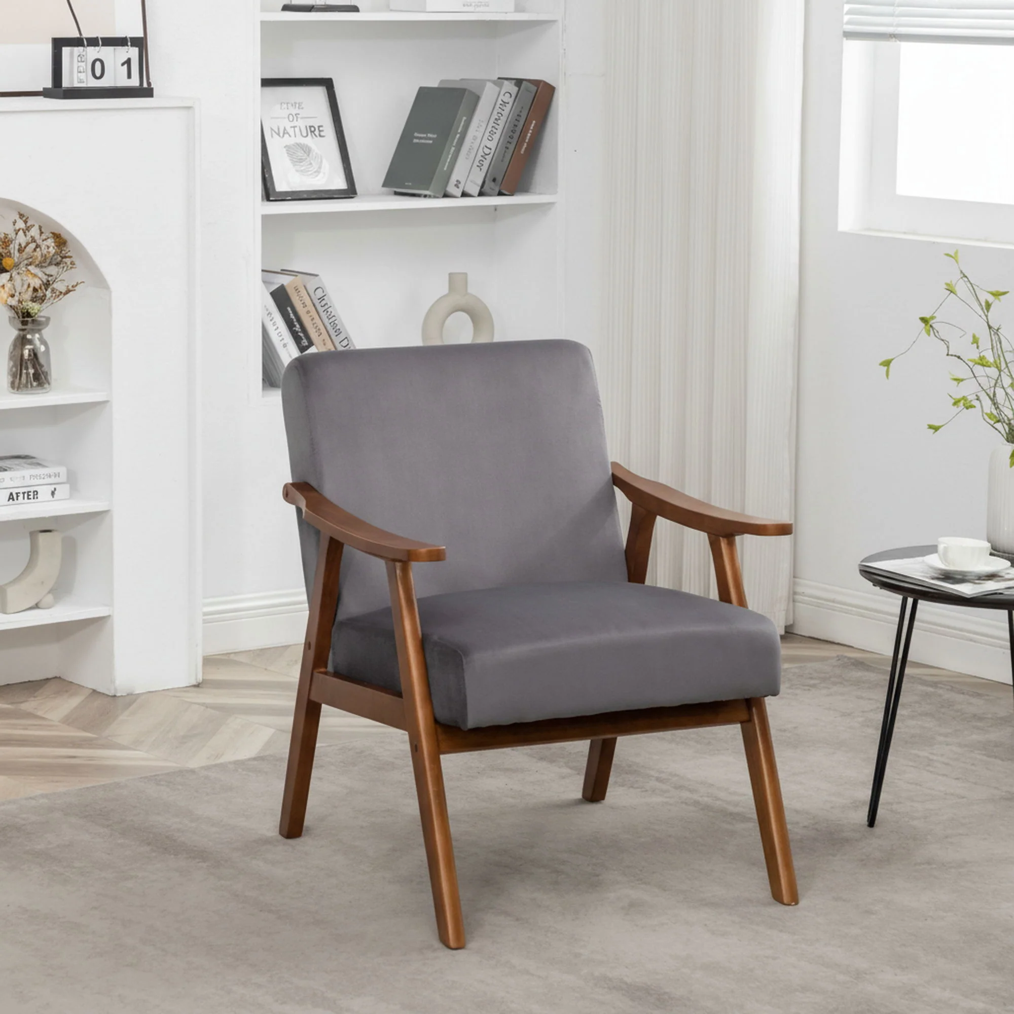 Accent Chair, Classic Mid Century Modern For Extra Seating - Image 21