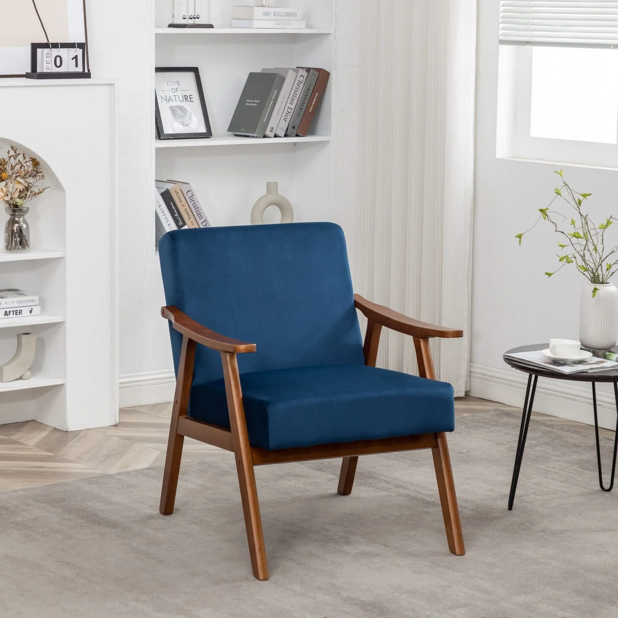 Accent Chair, Classic Mid Century Modern For Extra Seating - Image 22