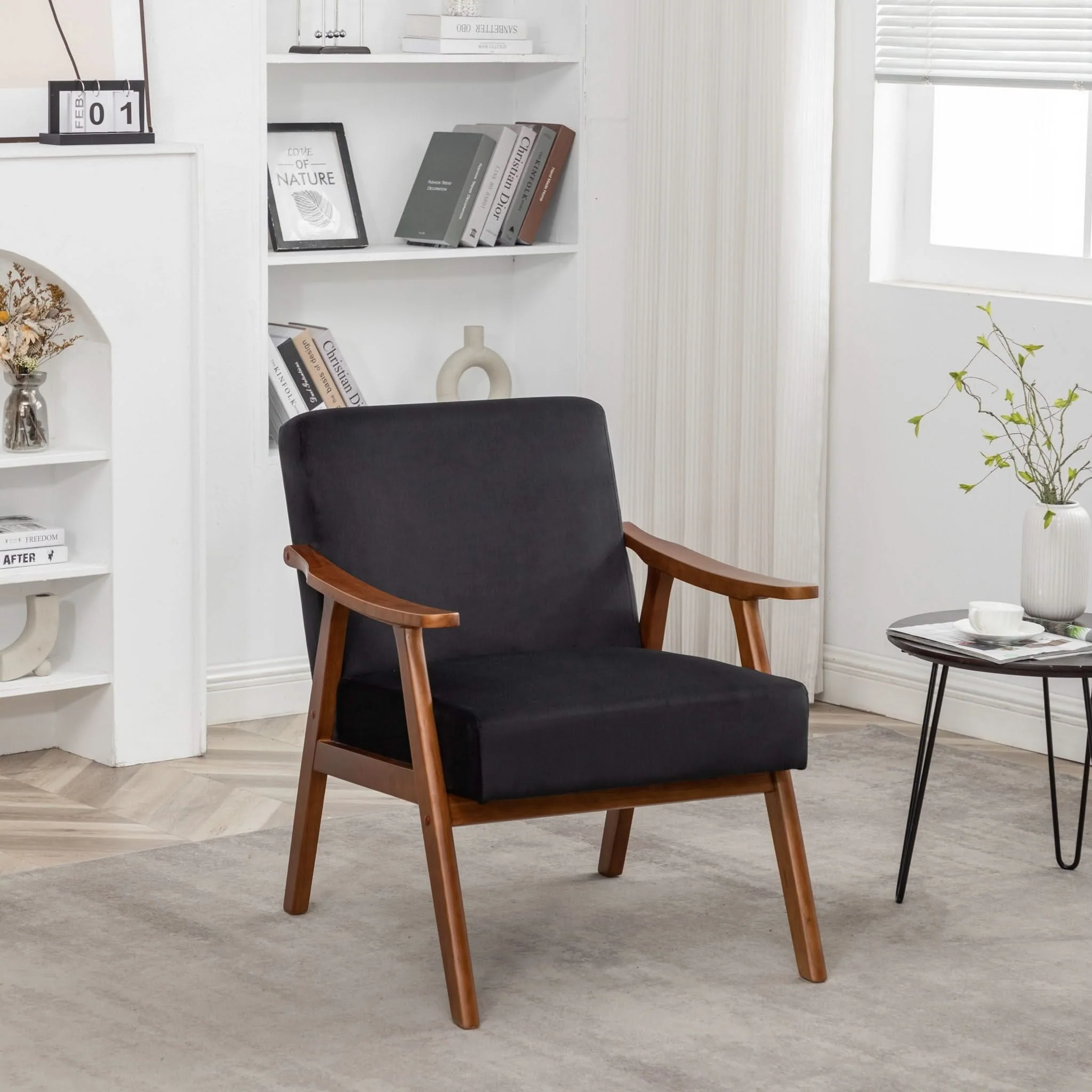 Accent Chair, Classic Mid Century Modern For Extra Seating - Image 24
