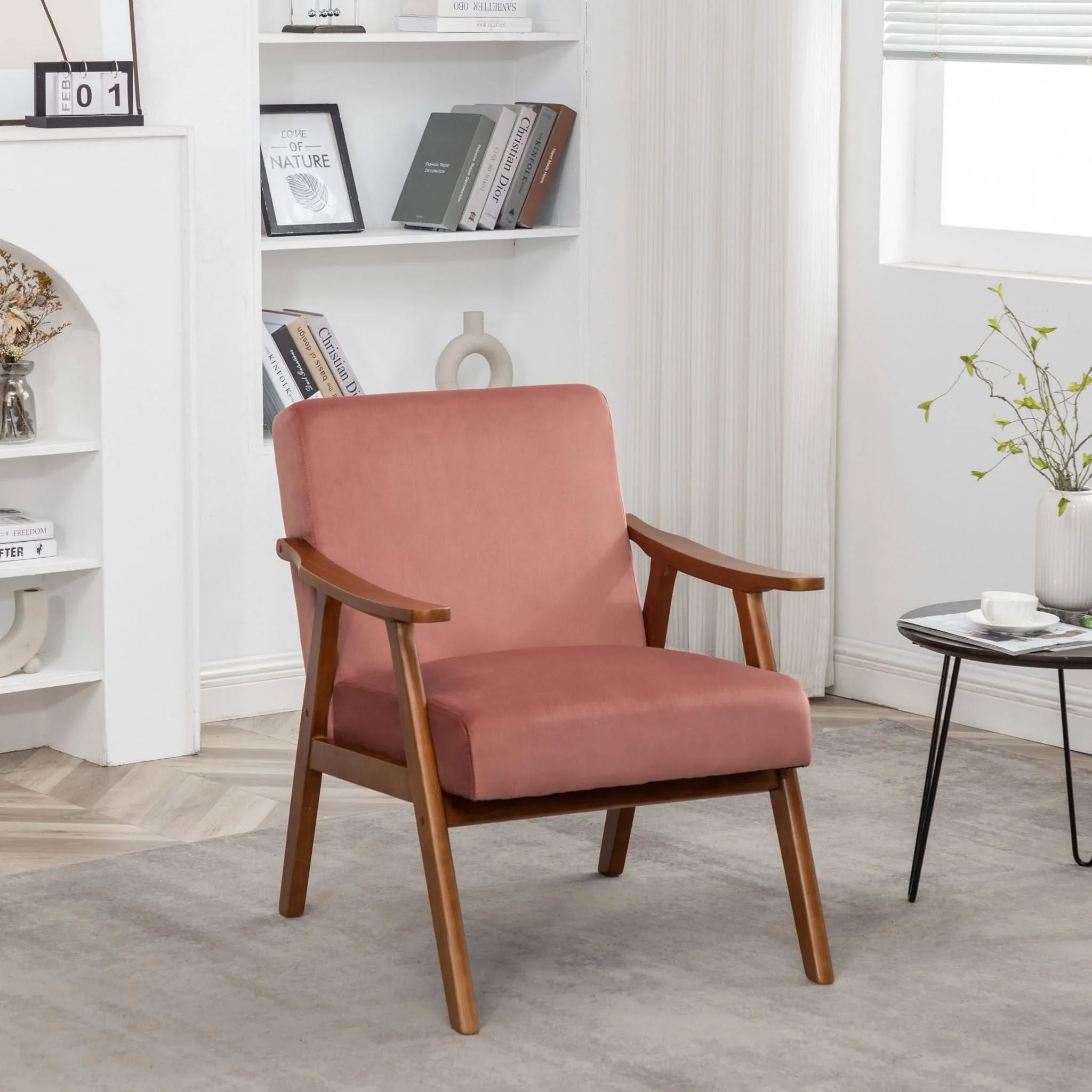 Accent Chair, Classic Mid Century Modern For Extra Seating - Image 27