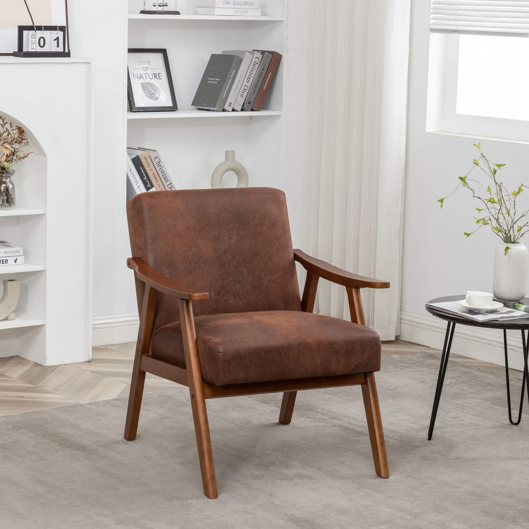 Accent Chair, Classic Mid Century Modern For Extra Seating - Image 28