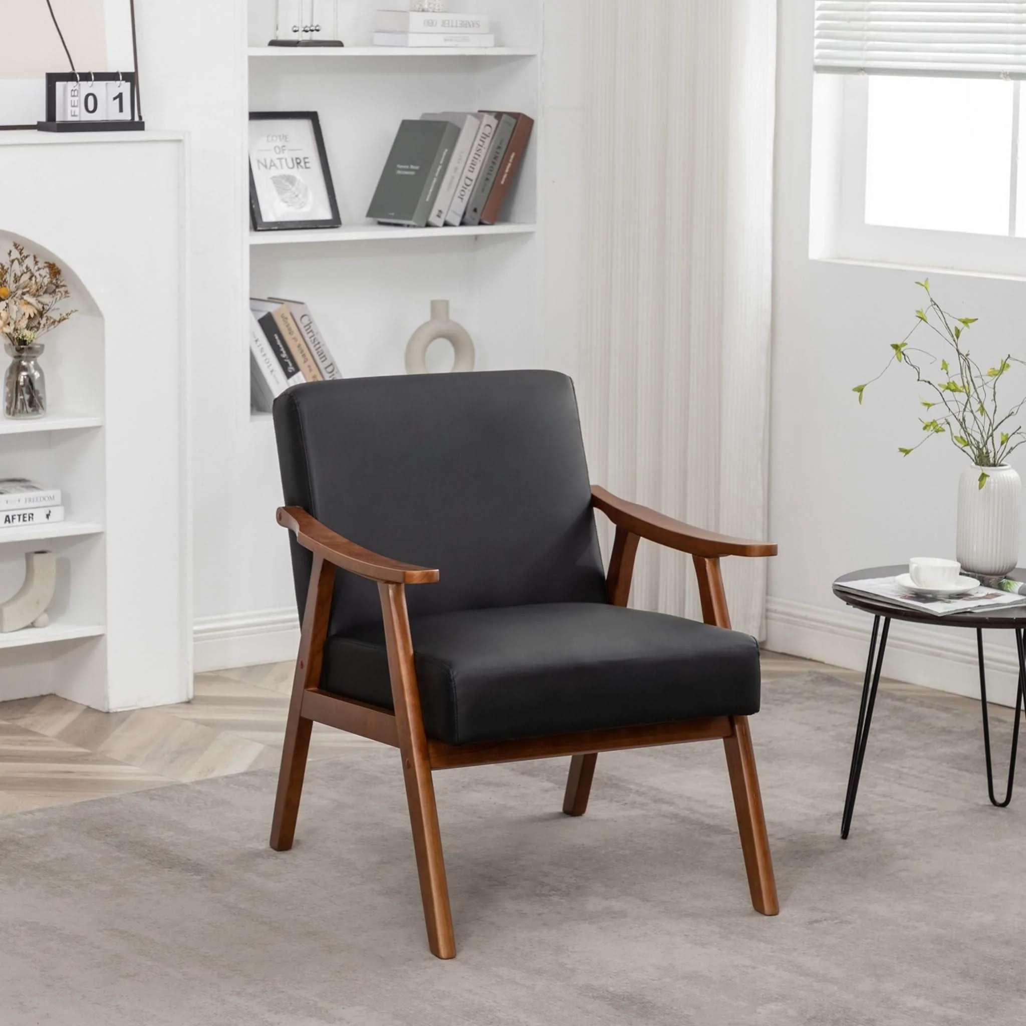 Accent Chair, Classic Mid Century Modern For Extra Seating - Image 31