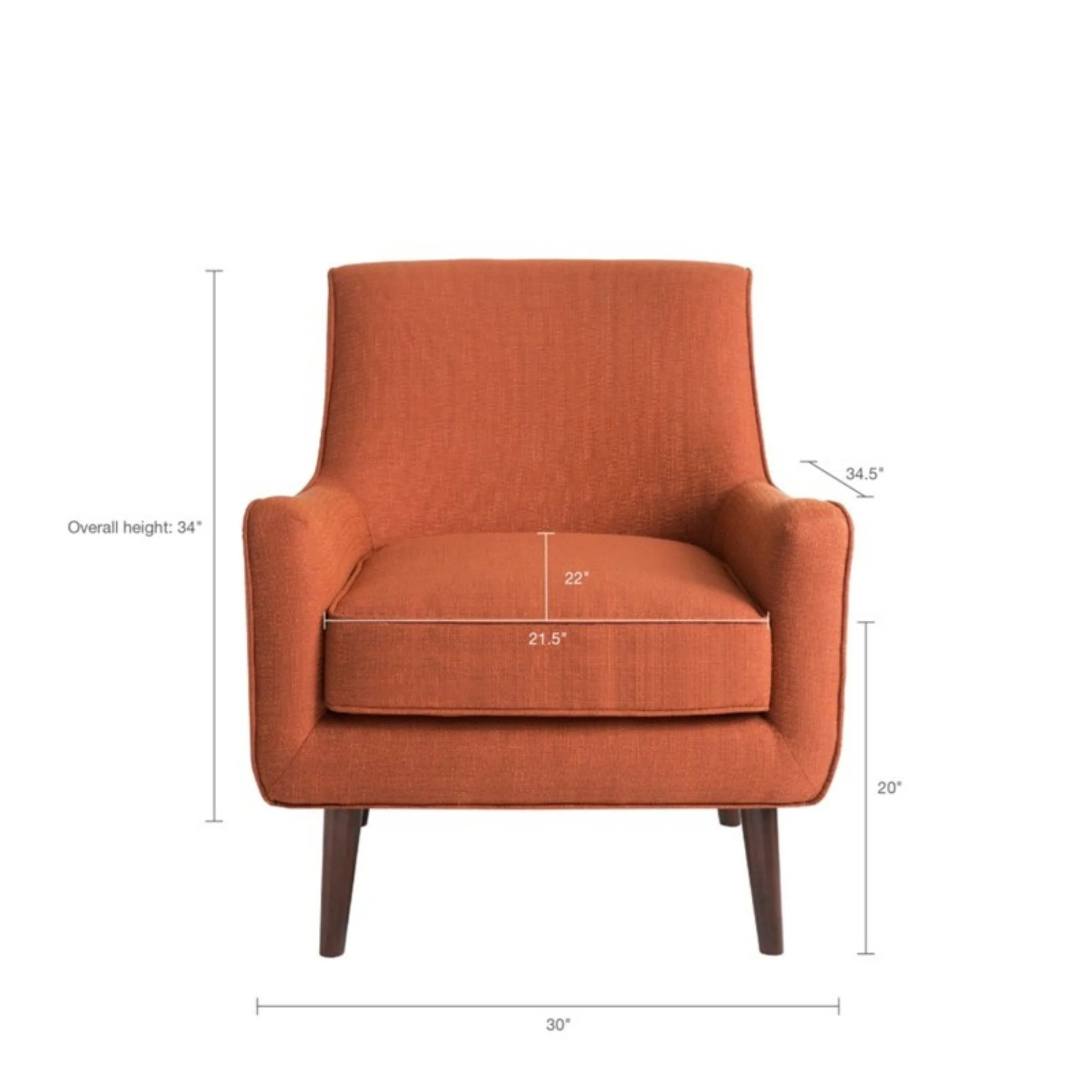 Accent Chair Upholstered With Legs - Burnt Orange - Image 3