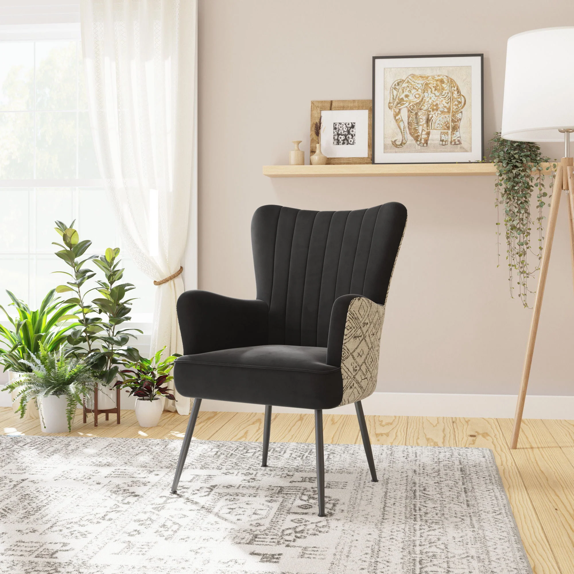 Accent Chair With Unique Print Fabric - Image 5