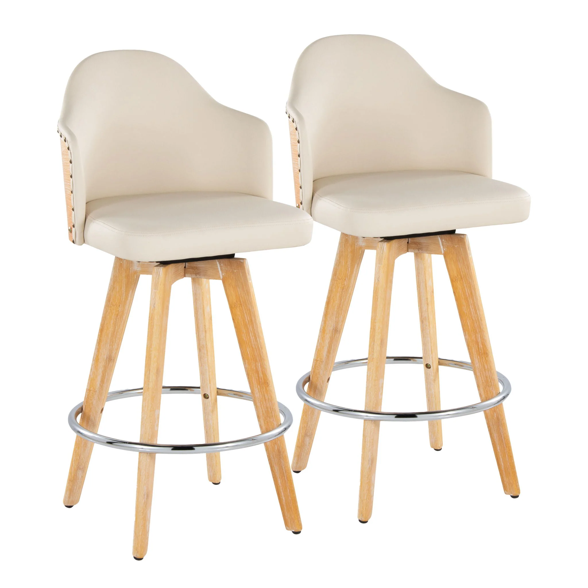 Ahoy - Contemporary Fixed Height Counter Stool & Round Footrest (Set of 2) - Image 2