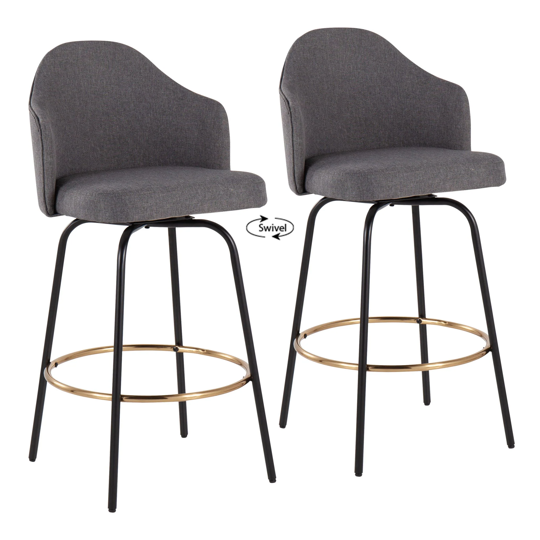 Ahoy - Contemporary Fixed Height Counter Stool Round Footrest (Set of 2) - Image 2