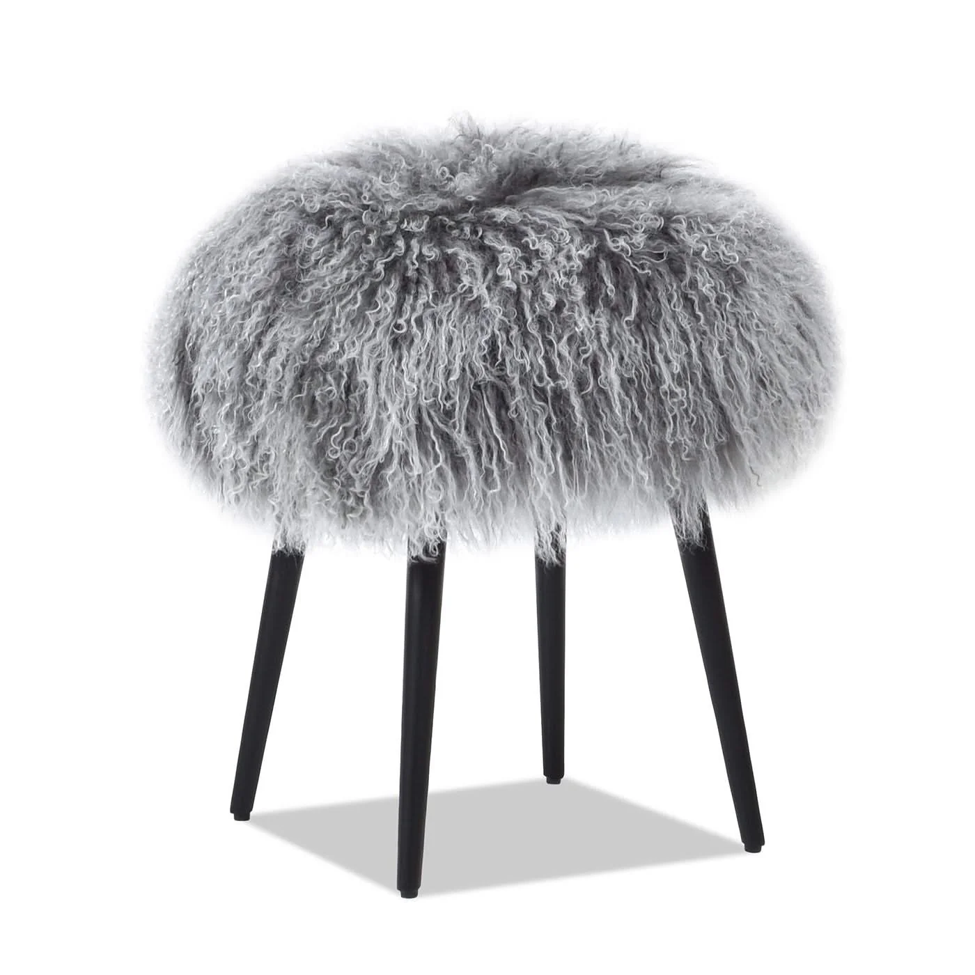Alberta - Mongolian Sheepskin Round Ottoman - Image 4