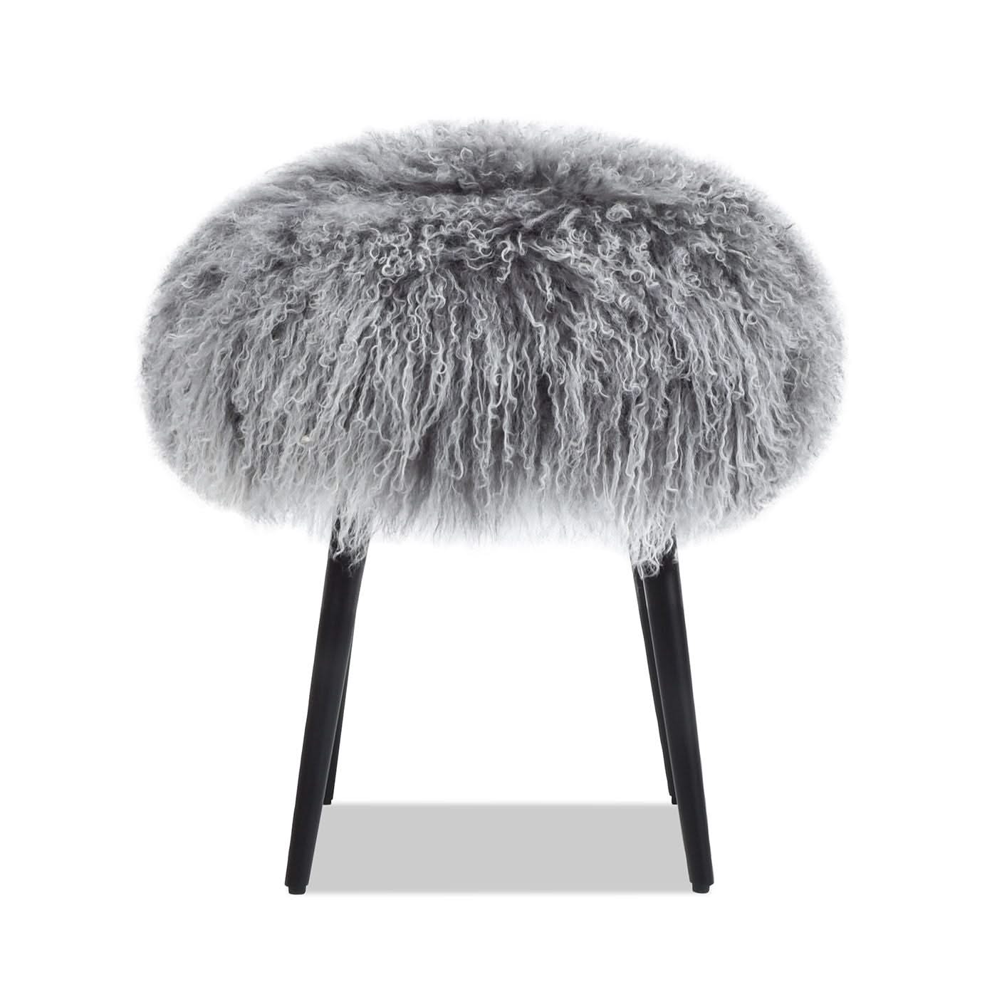 Alberta - Mongolian Sheepskin Round Ottoman - Image 5
