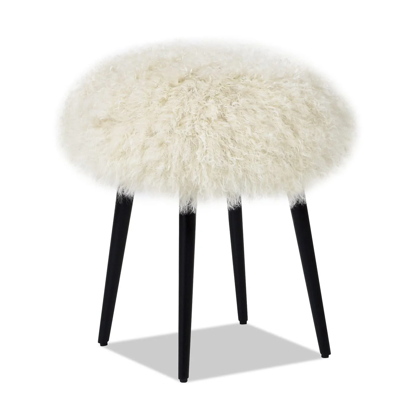 Alberta - Mongolian Sheepskin Round Ottoman - Image 6