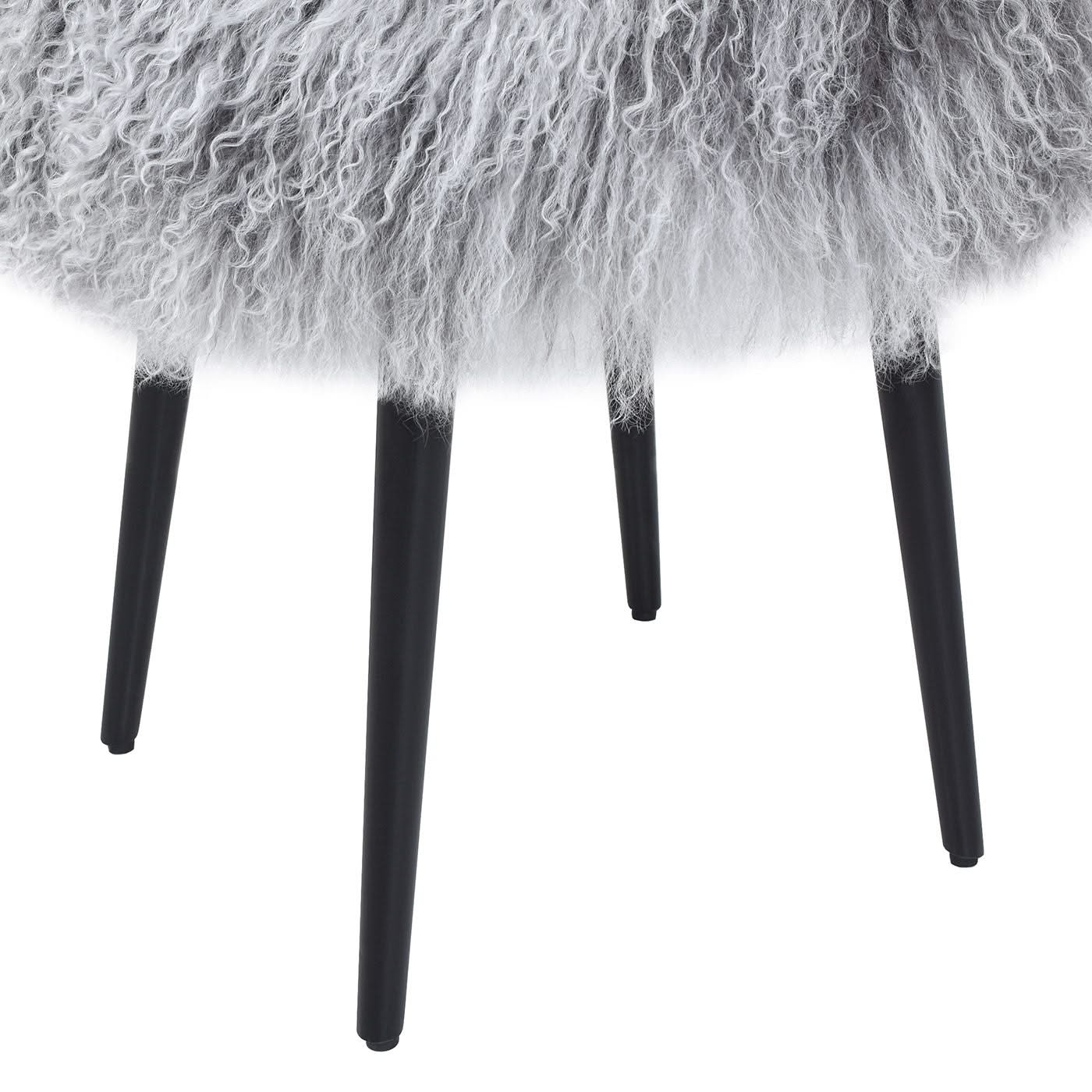 Alberta - Mongolian Sheepskin Round Ottoman - Image 7