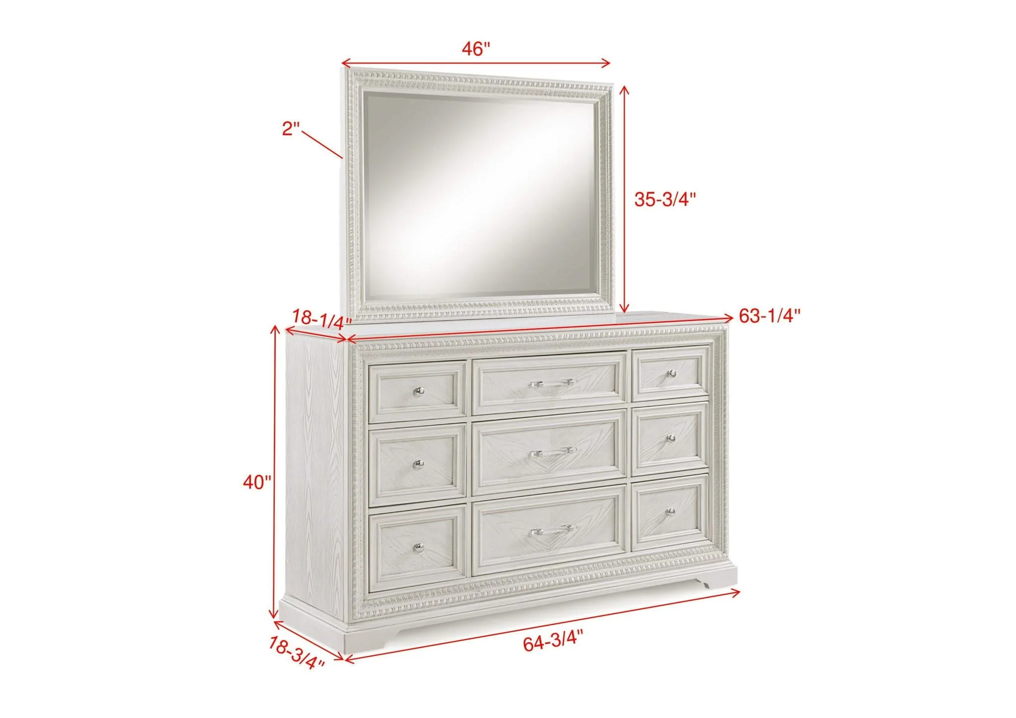 Alexandria - Dresser And Mirror - White - Image 3