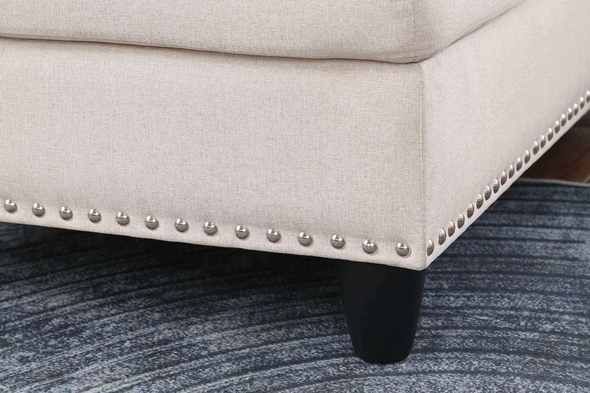 Alger - Wide Left Hand Facing Sofa & Chaise With Ottoman - Beige - Image 2