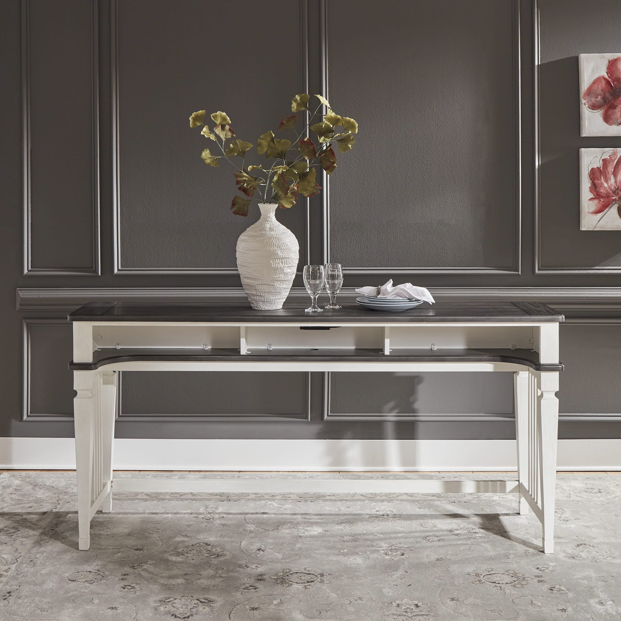 Allyson Park - 4 Piece Dining Room Set - Wirebrushed White / Charcoal - Image 4