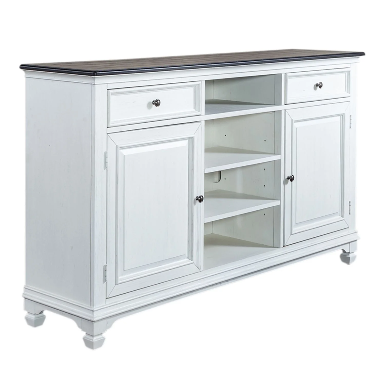 Allyson Park - 68" Highboy TV Console - Wirebrushed White / Charcoal - Image 3