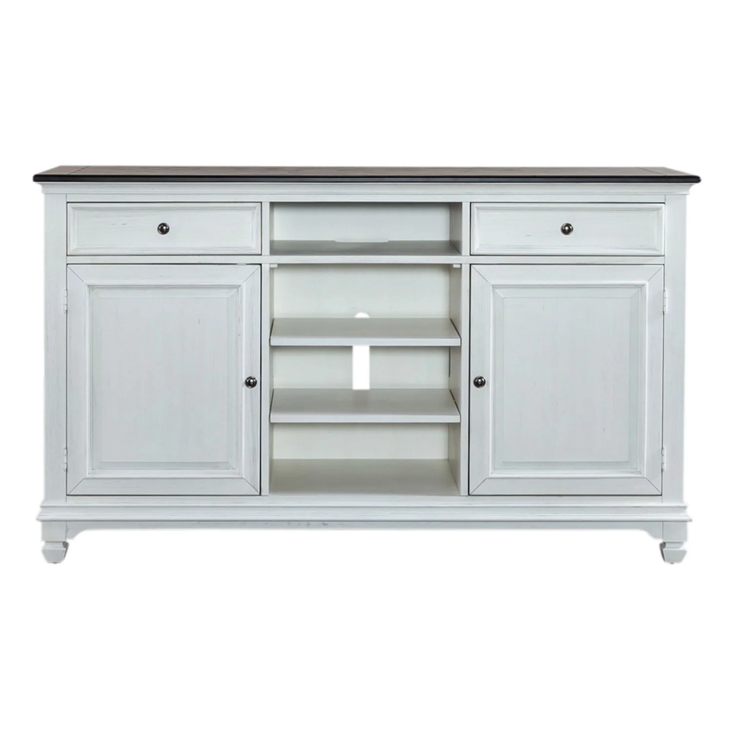 Allyson Park - 68" Highboy TV Console - Wirebrushed White / Charcoal - Image 4