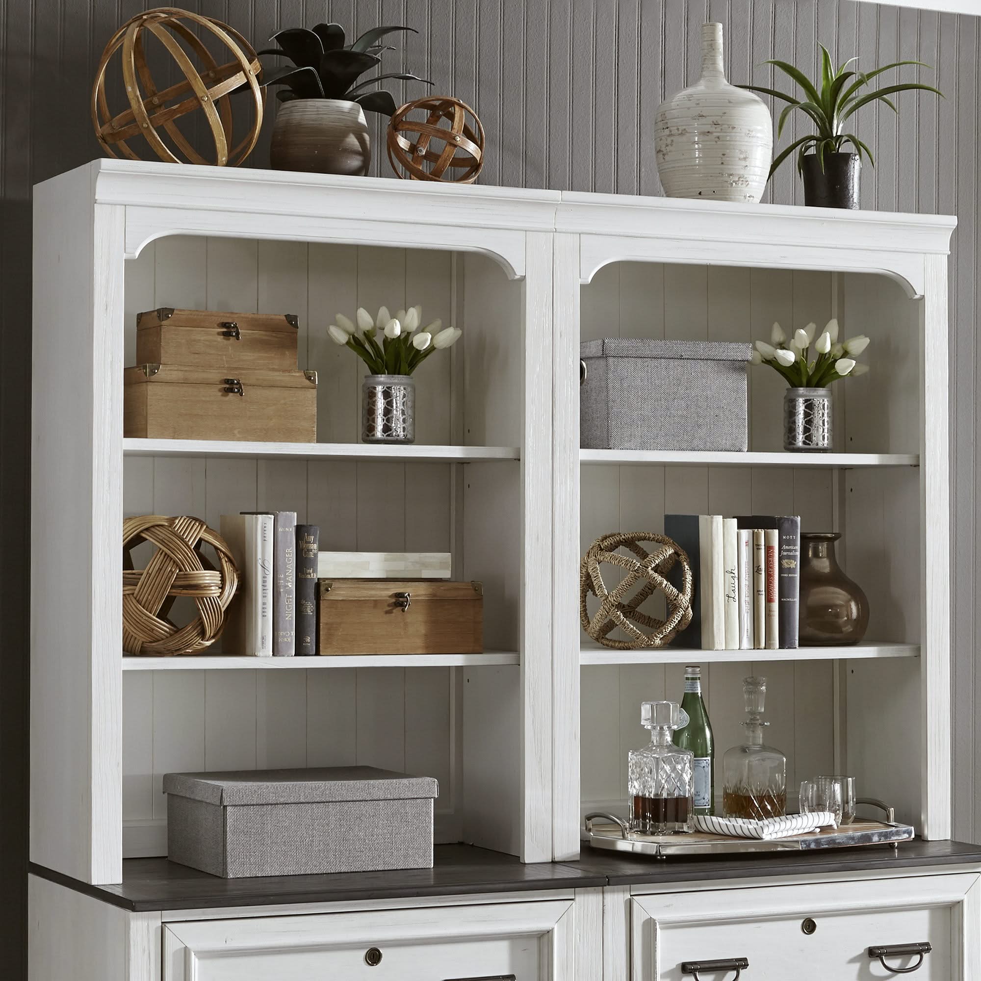 Allyson Park - Bunching Lateral File Hutch - Wirebrushed White / Charcoal - Image 3