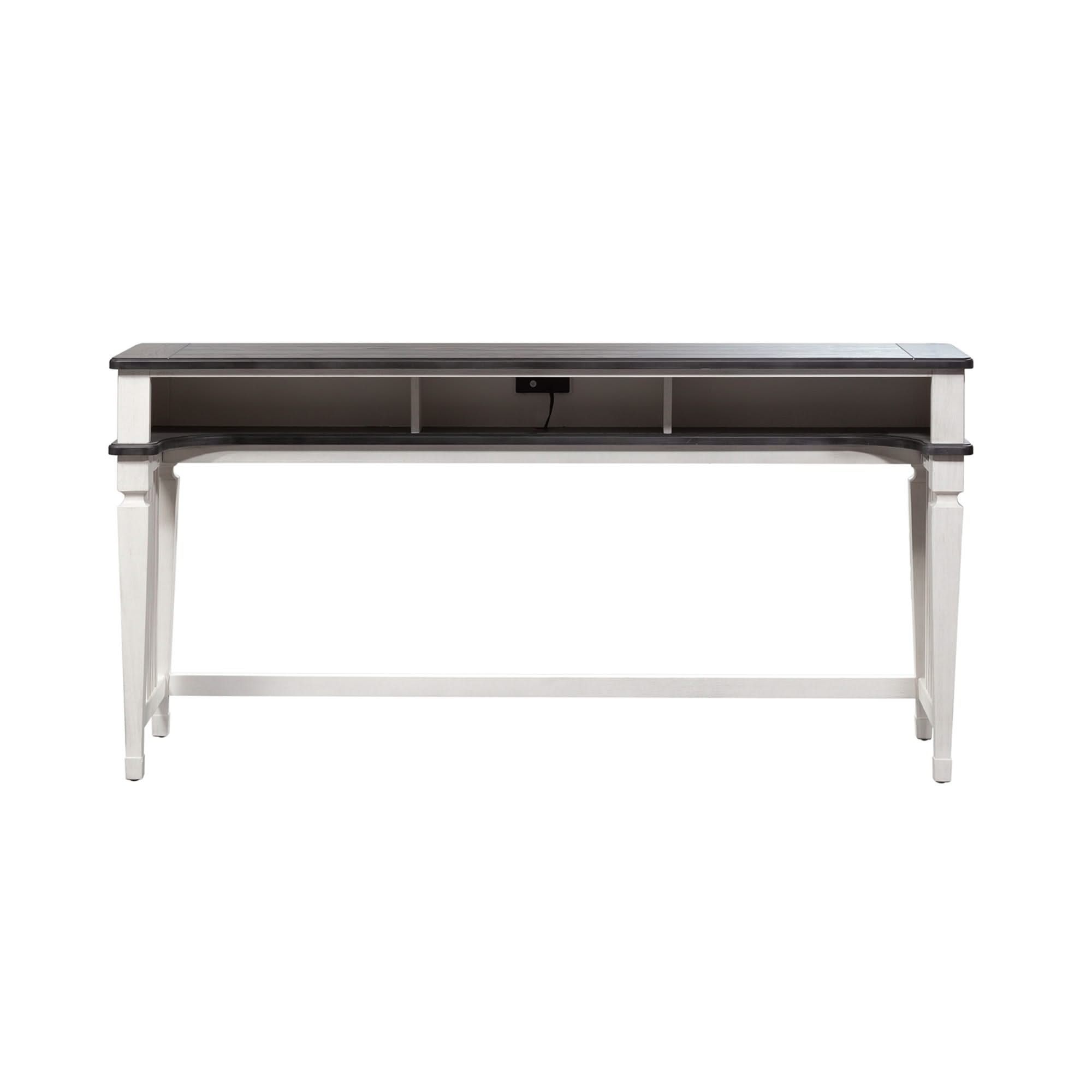 Allyson Park - Console Bar Table - Wirebrushed White / Charcoal - Image 3
