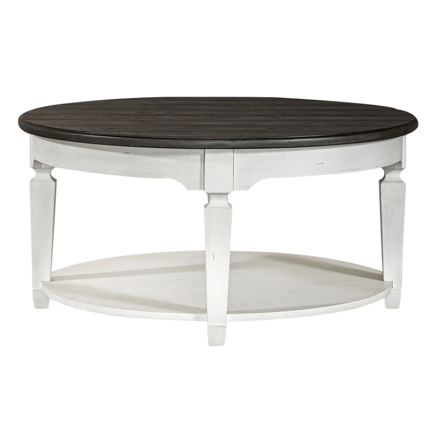 Allyson Park - Round Cocktail Table - Wirebrushed White / Charcoal - Image 2