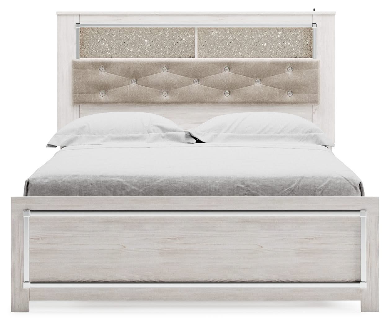 Altyra - Queen Panel Bookcase Bed With Roll Slats - White - Image 2