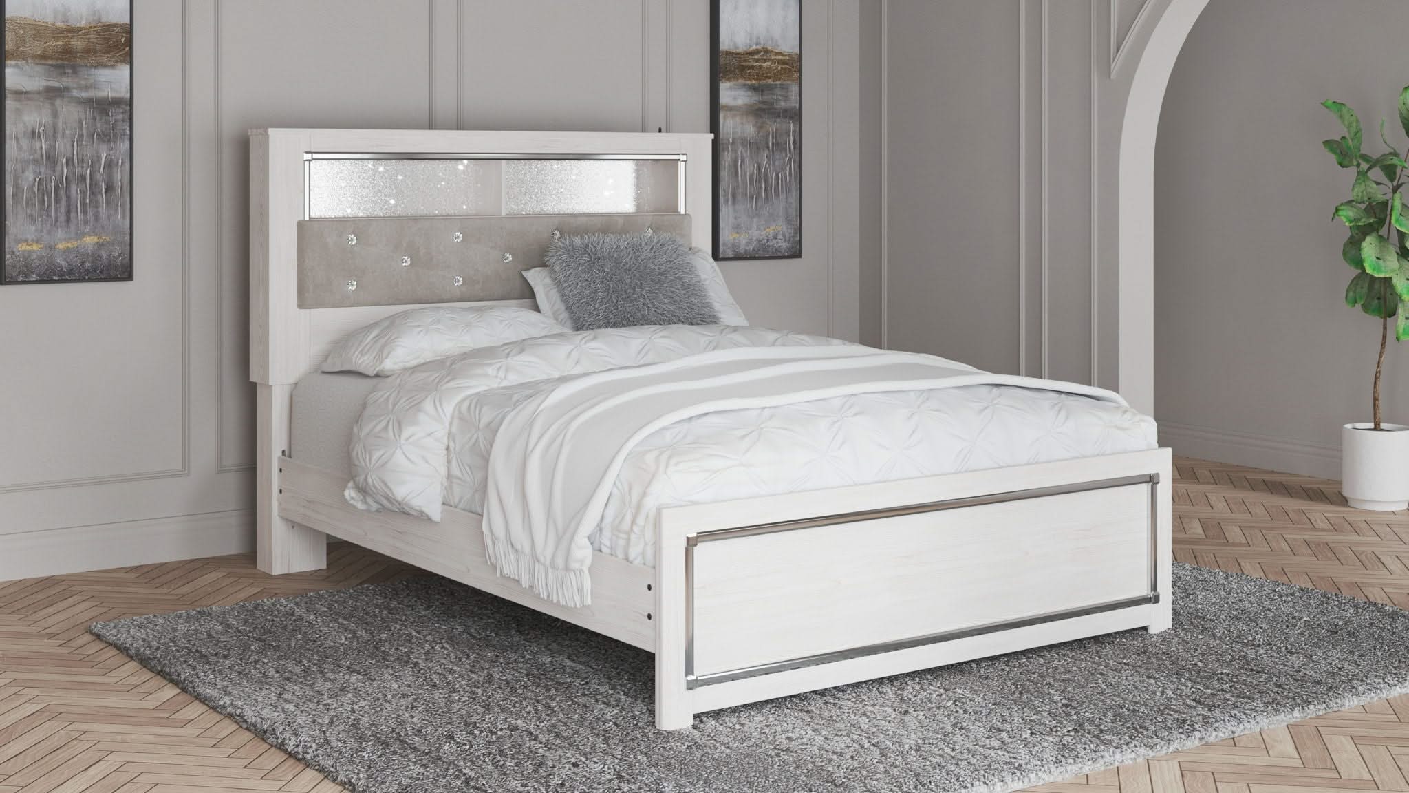 Altyra - Queen Panel Bookcase Bed With Roll Slats - White - Image 3