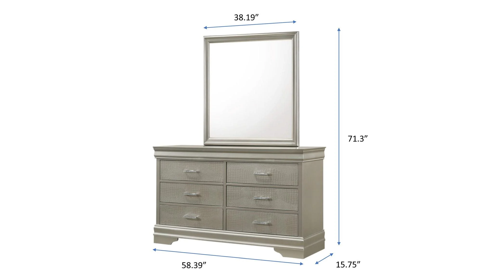 Amalia - Twin 5 Piece Bedroom Set - Silver - Image 2