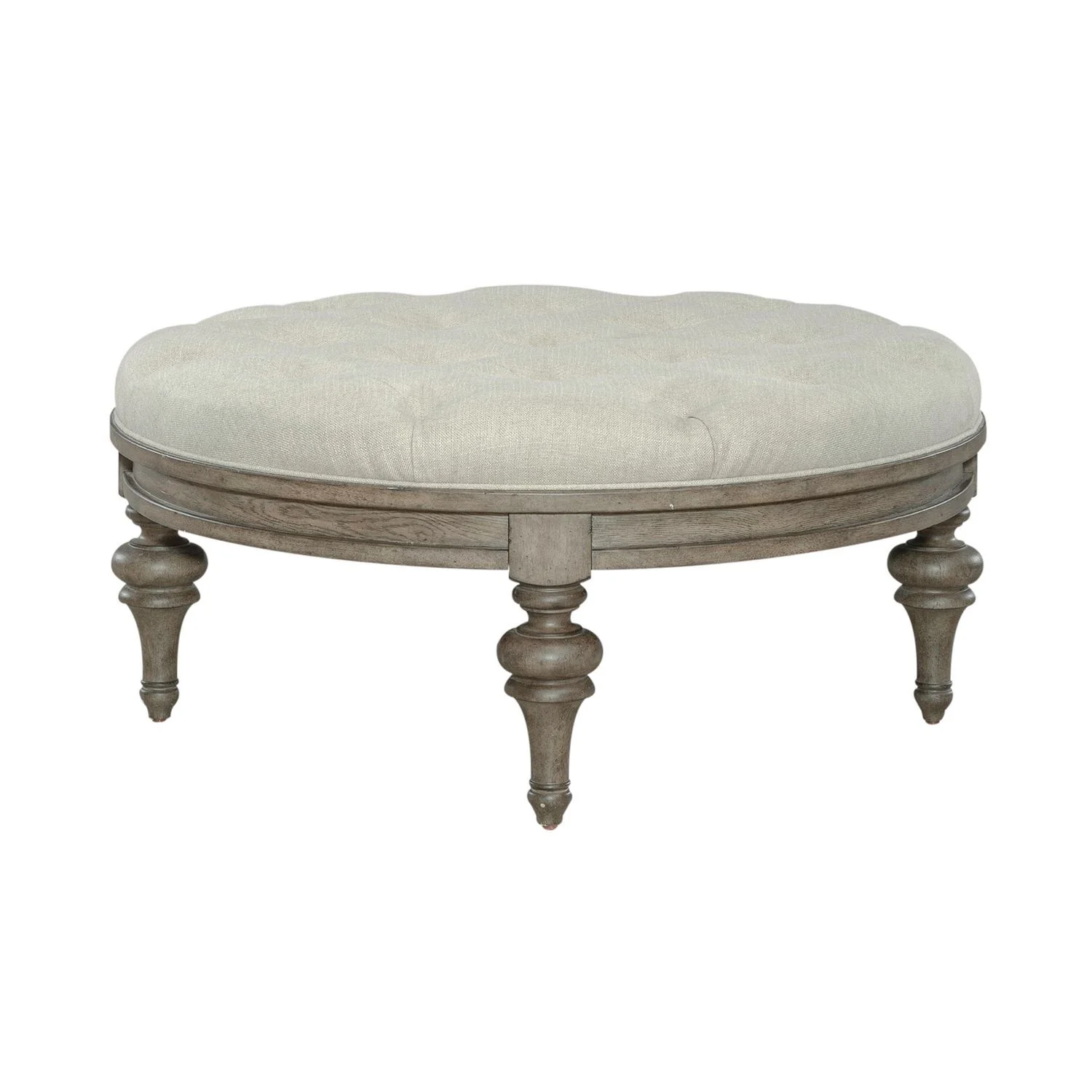 Americana Farmhouse - Round Cocktail Ottoman - Dusty Taupe - Image 2
