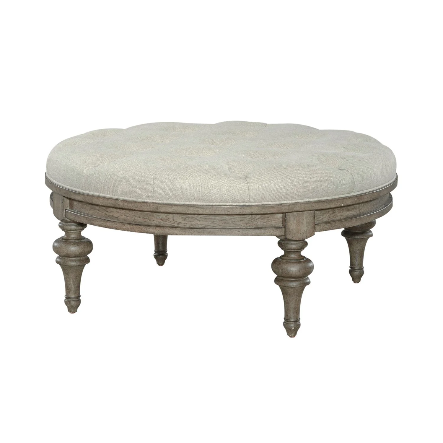 Americana Farmhouse - Round Cocktail Ottoman - Dusty Taupe - Image 4